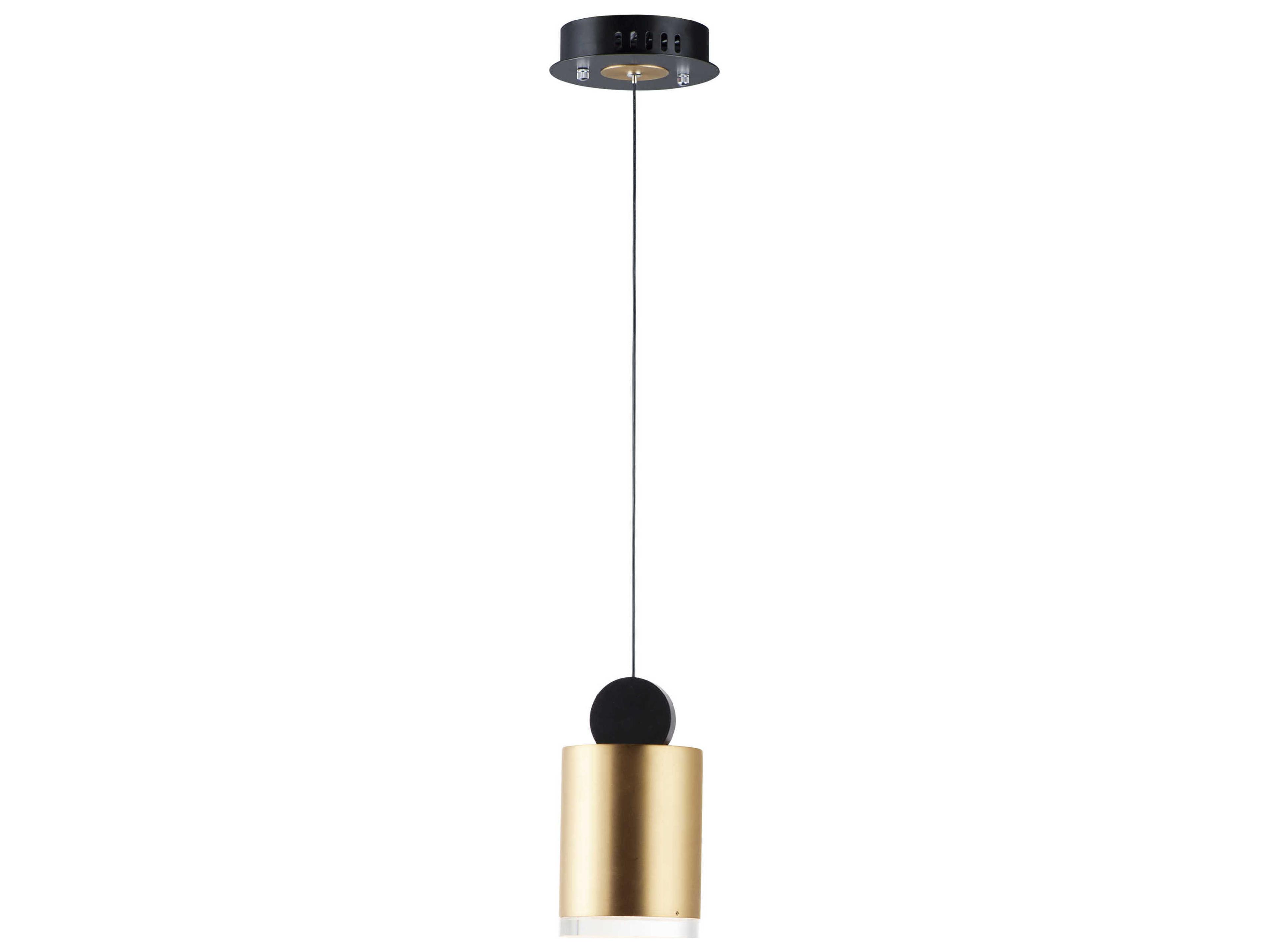 1-Light Black Gold LED Cylinder Mini Pendant