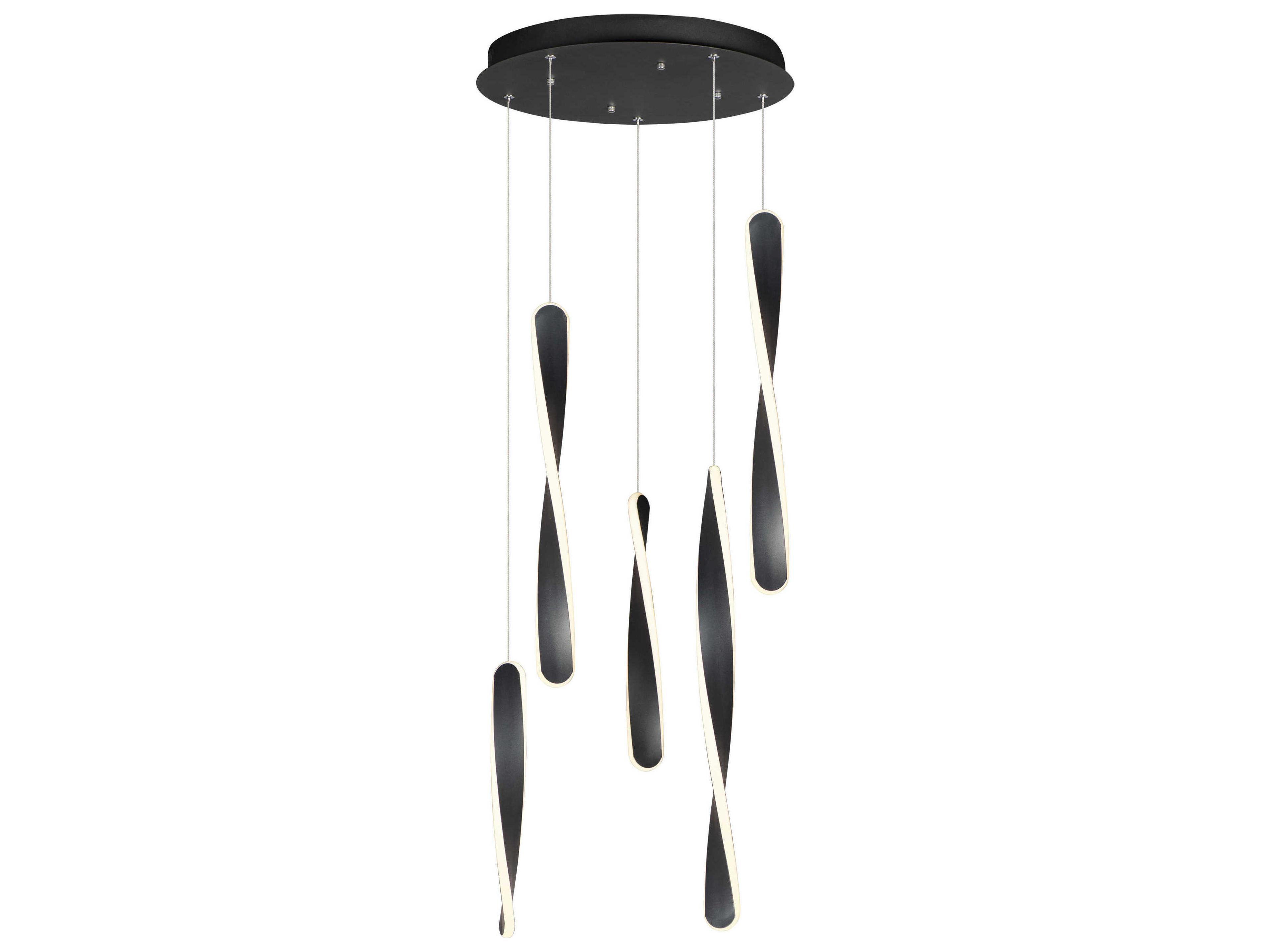 Pirouette 5-Light Black LED Geometric Tiered Pendant