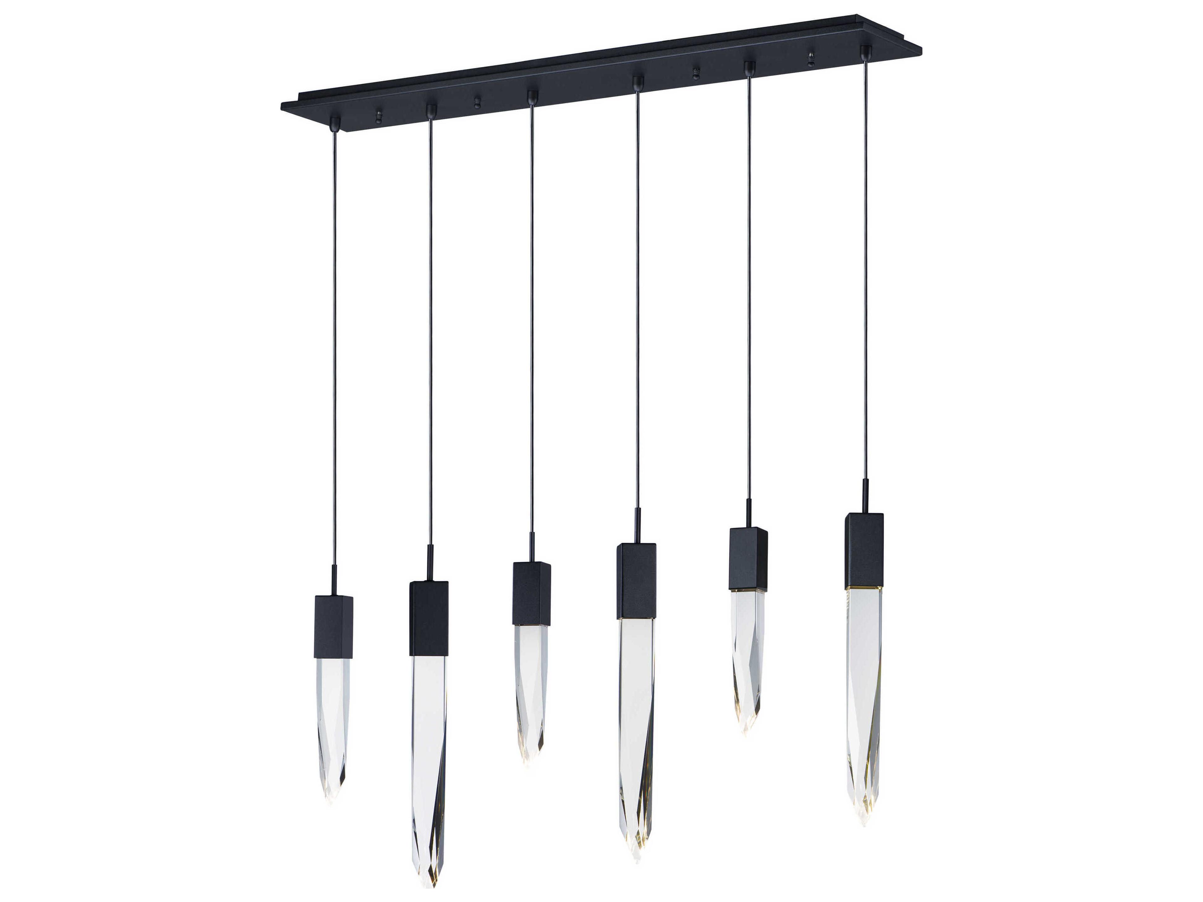 ET2 Quartz 6-Light Black Crystal Glass Linear Island Pendant