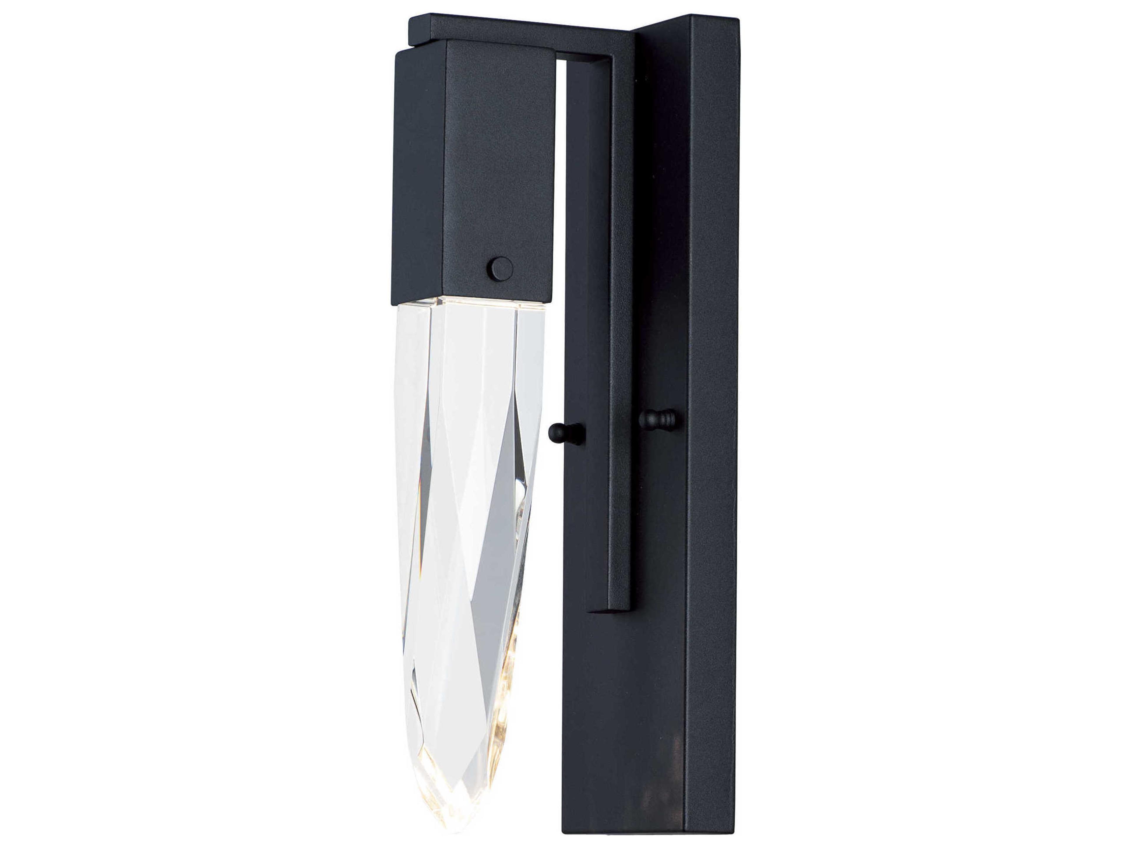 Quartz 1-Light Black Clear Crystal Glass Wall Sconce