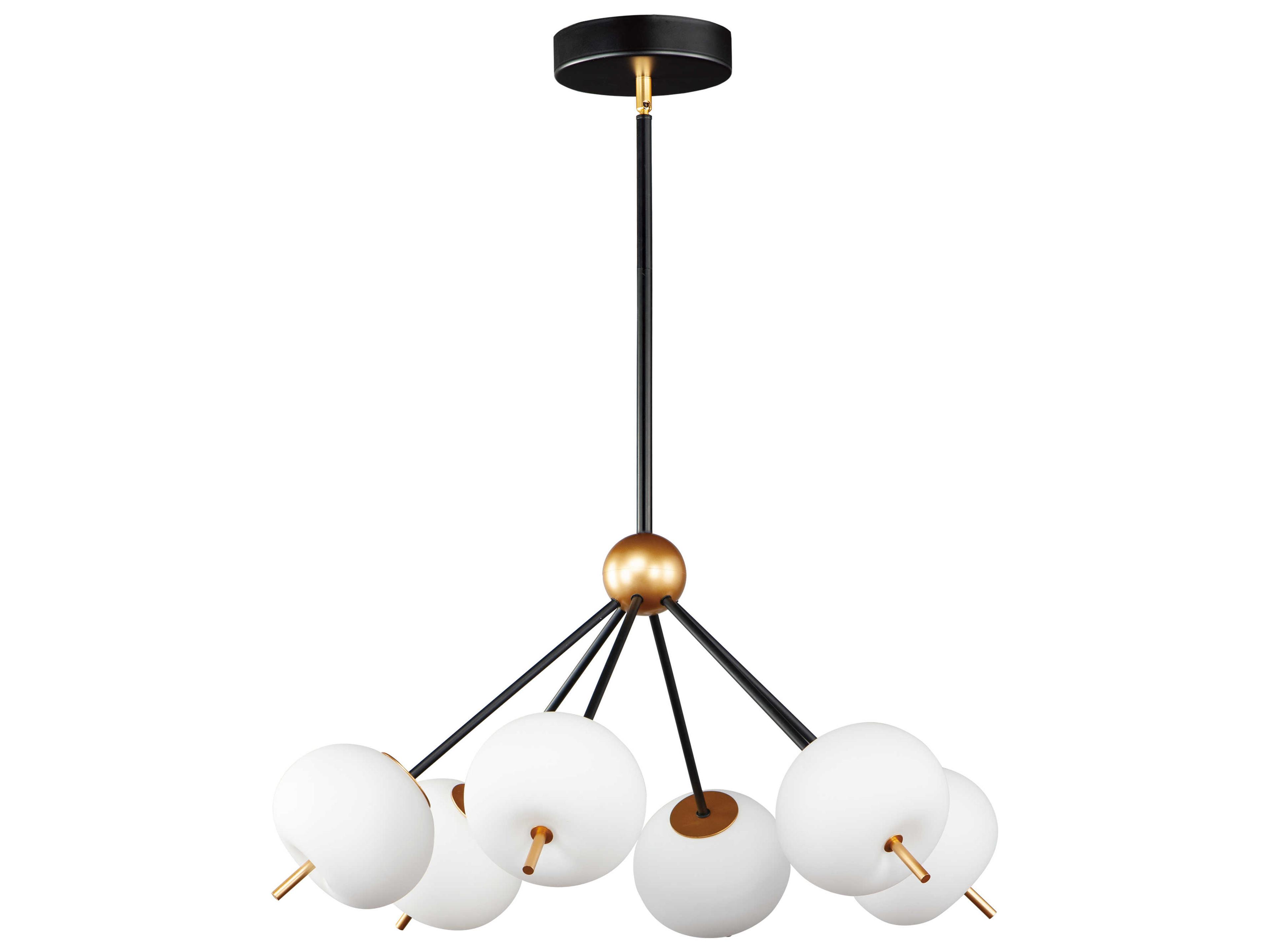 Quest 6-Light Black Gold Glass LED Globe Pendant