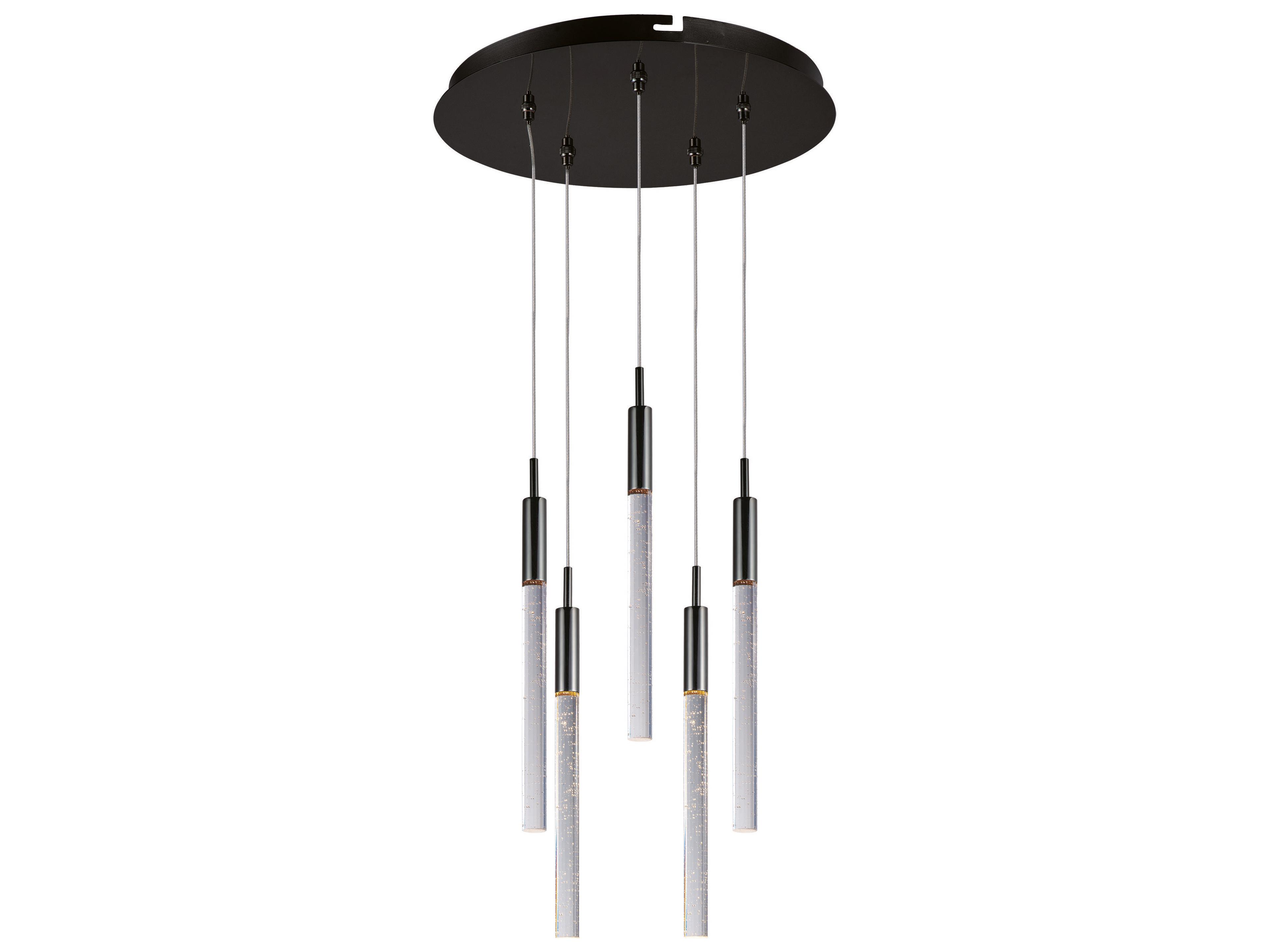 Scepter 5-Light Black Chrome Glass LED Cylinder Tiered Pendant
