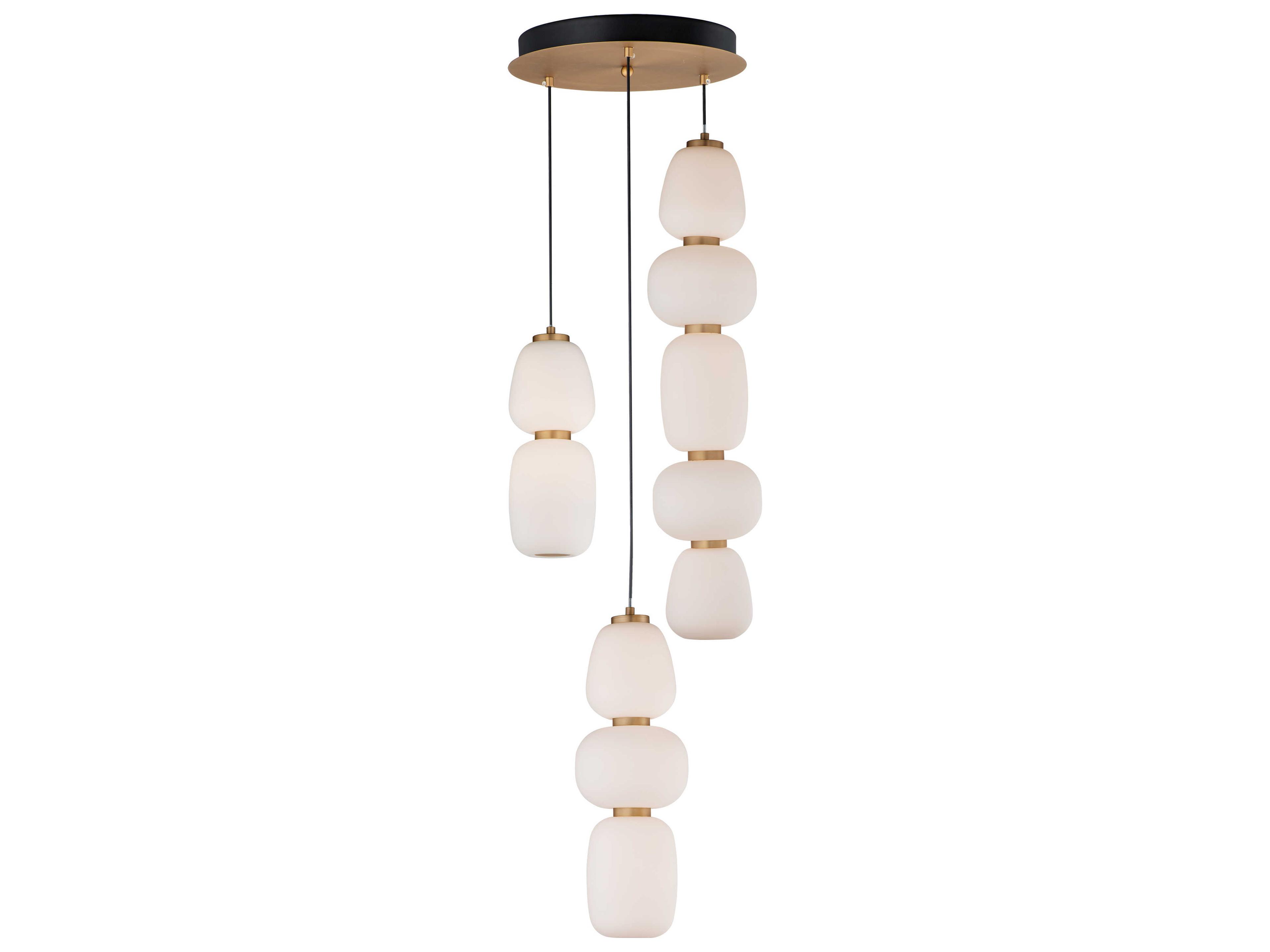 Soji LED Multi-Light Pendant in Black and Gold