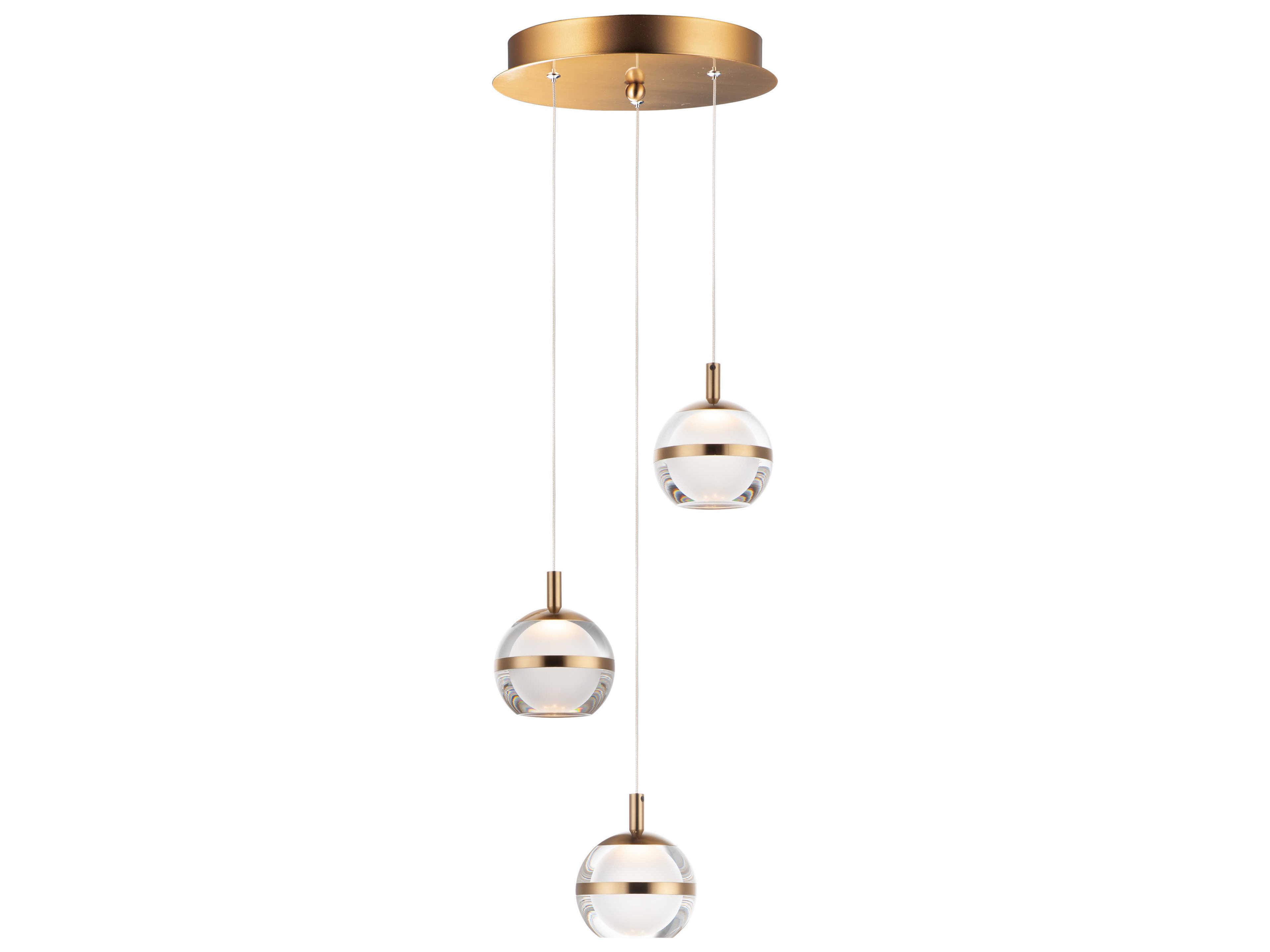 Swank 3 Light LED Multi-Light Pendant Natural Aged Brass