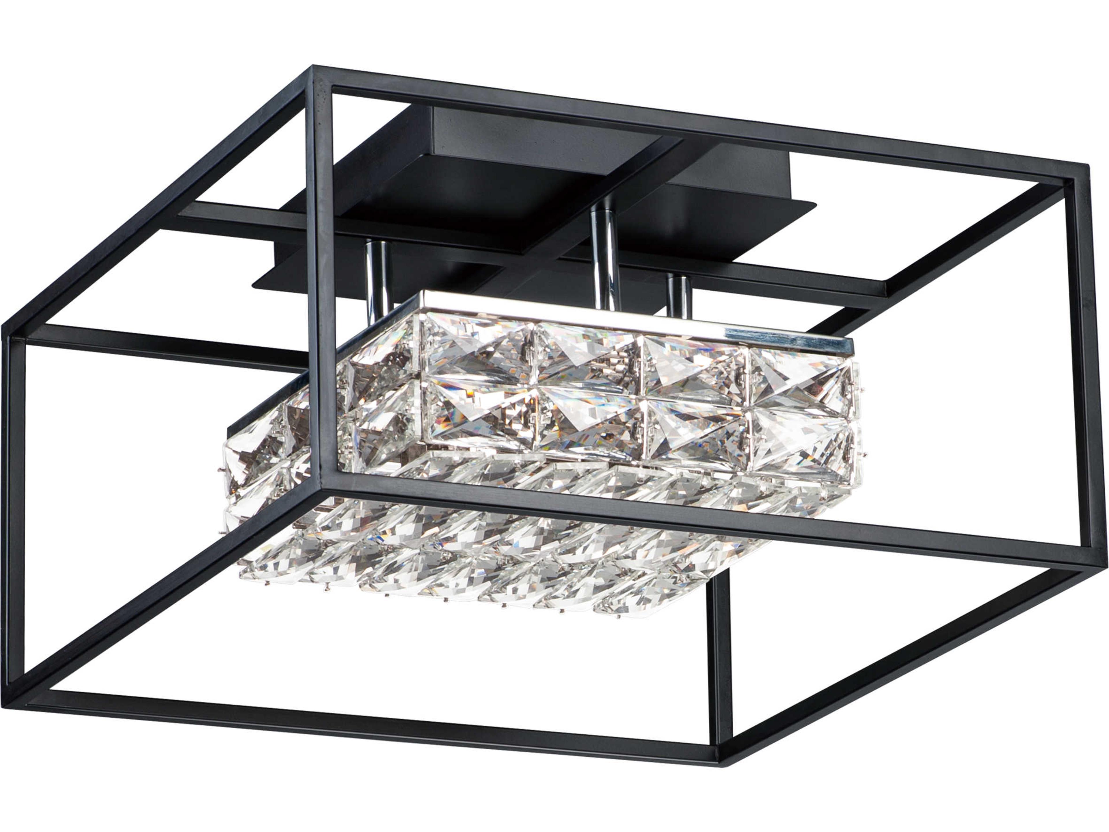 Zephyr 1-Light Black Crystal LED Geometric Flush Mount