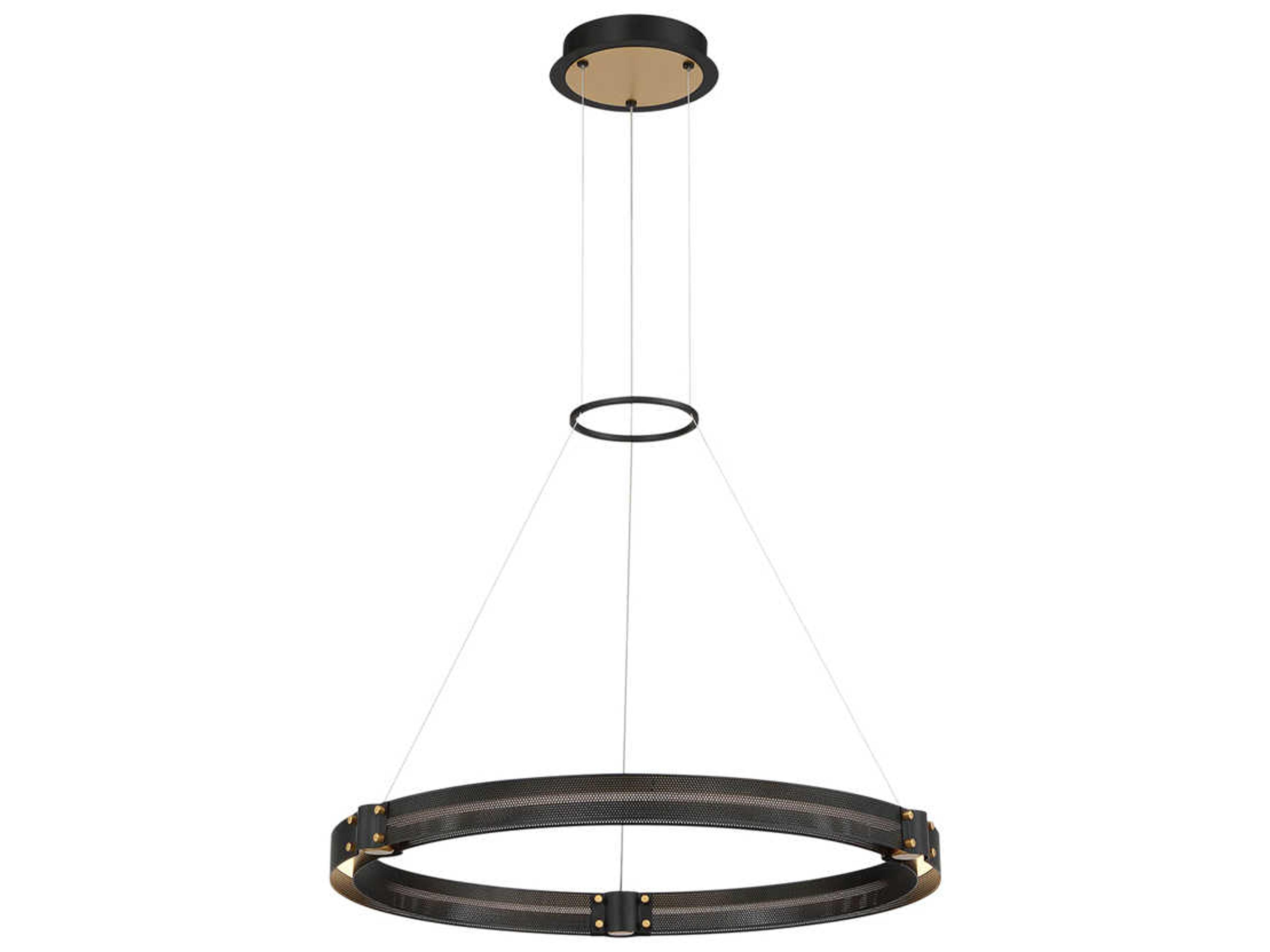 Admiral 1-Light Matte Black Gold Painting Glass LED Round Pendant