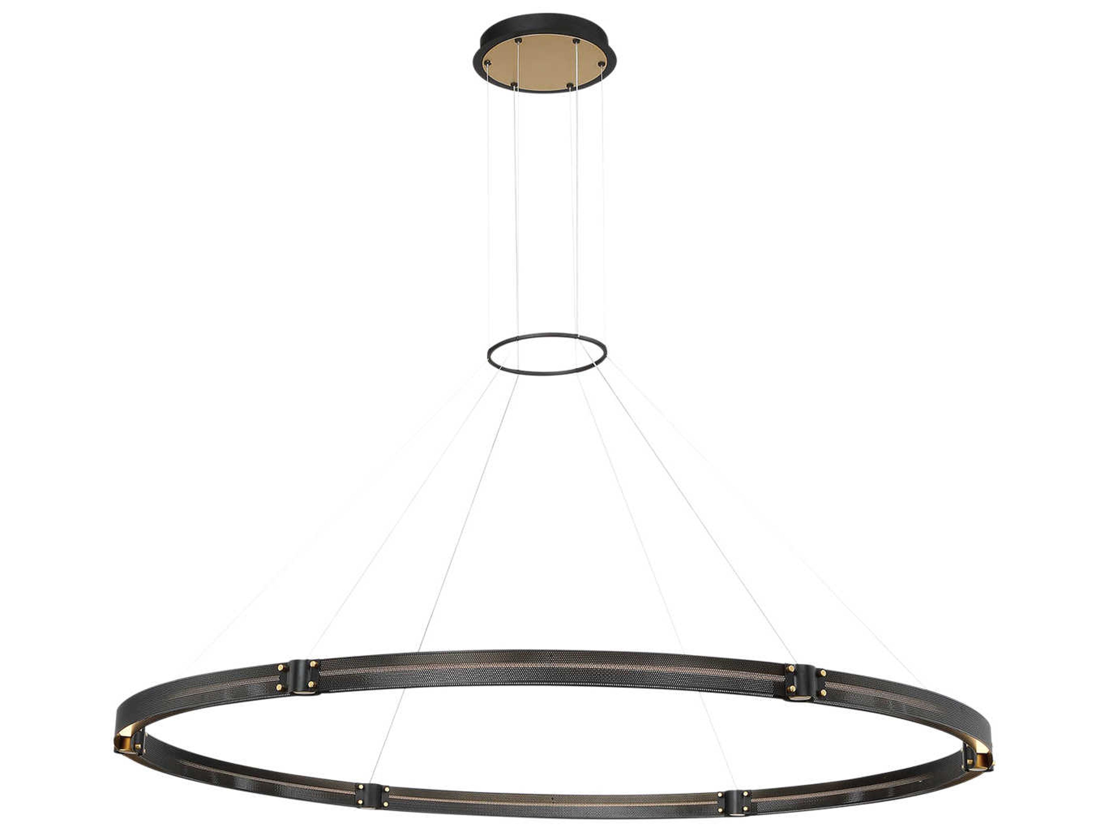 Admiral 1-Light Matte Black Gold Painting LED Round Pendant