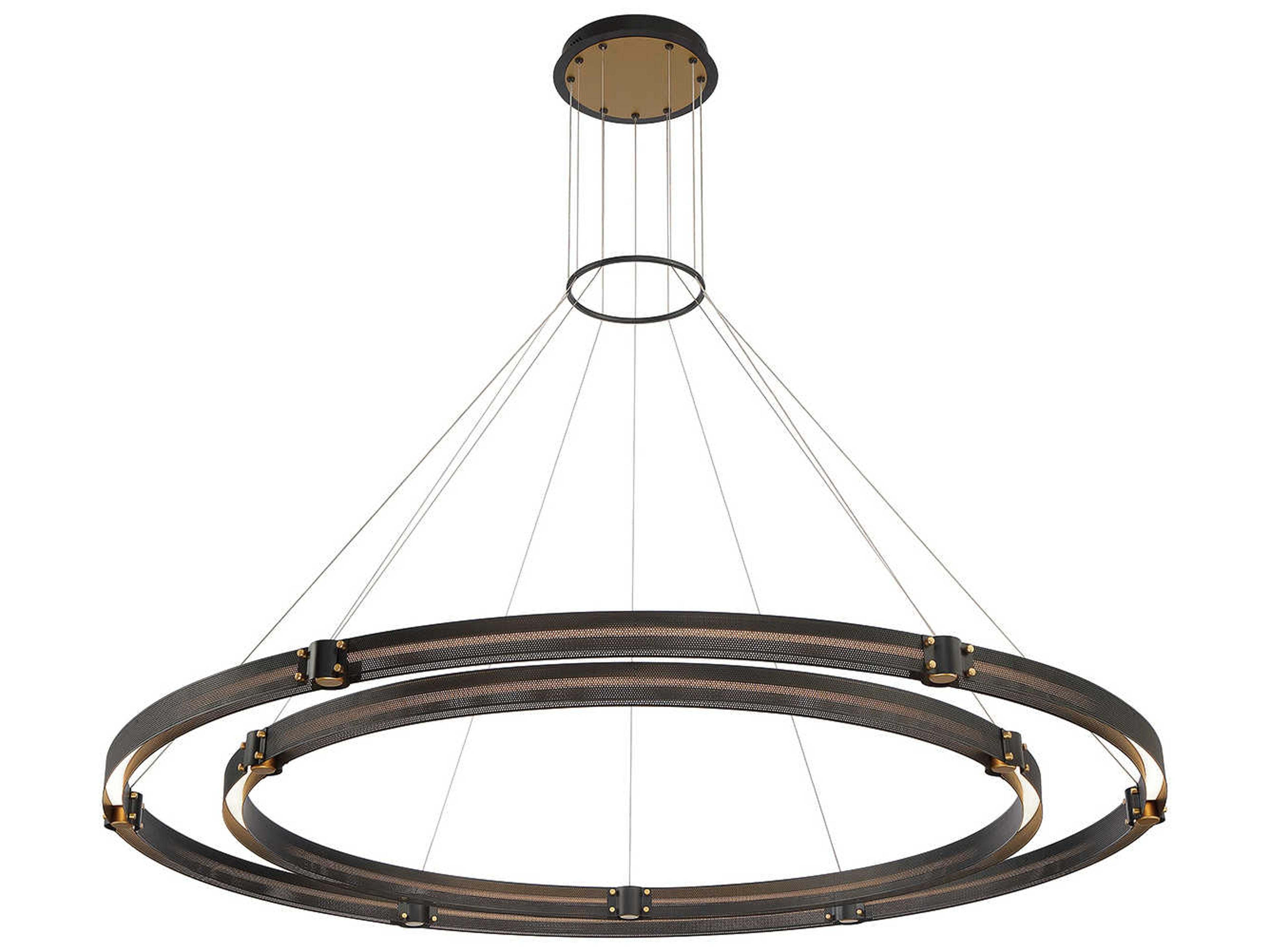 Admiral 1-Light Matte Black Gold LED Round Pendant