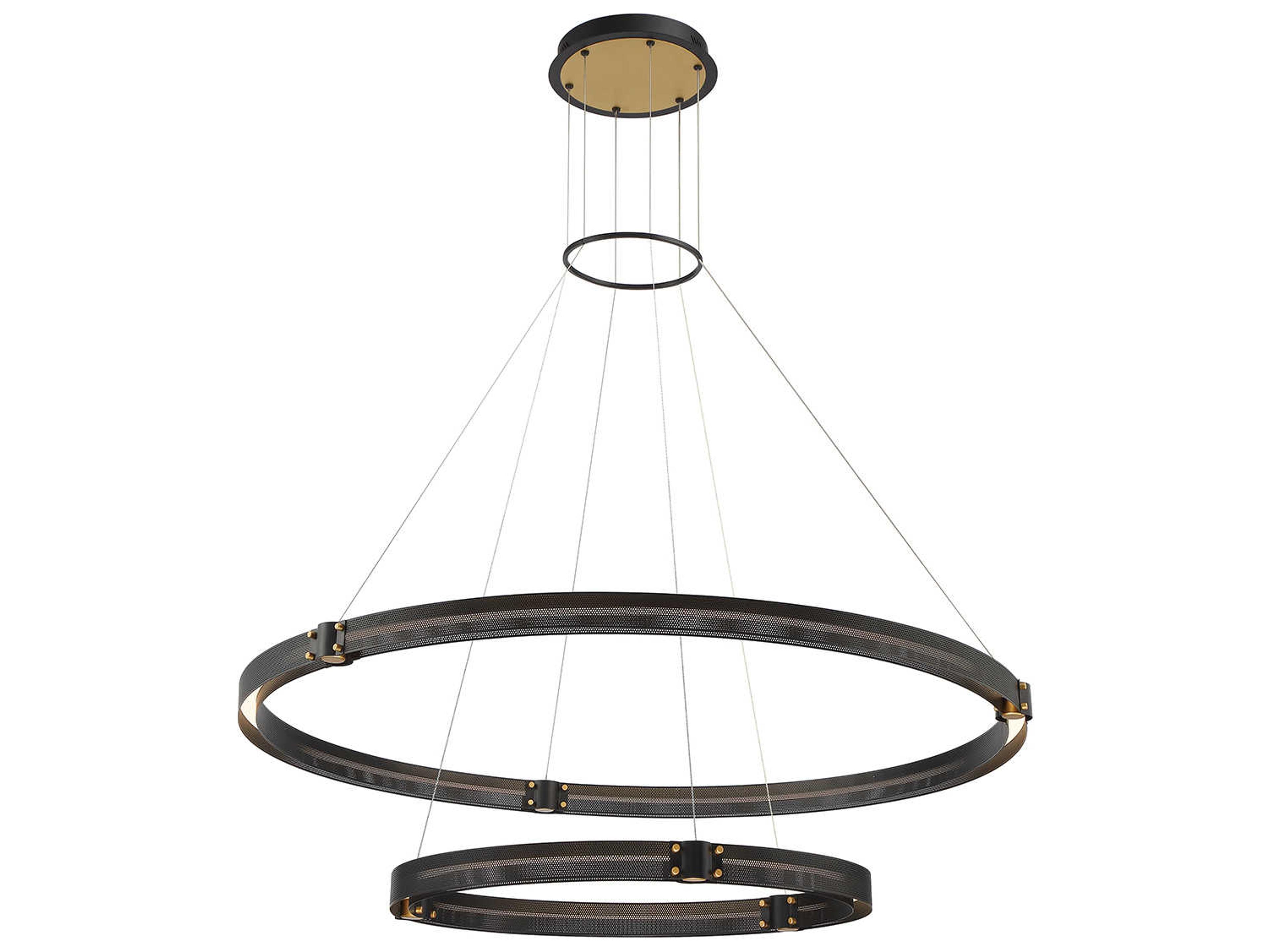 Admiral 1-Light Matte Black Gold LED Round Tiered Pendant