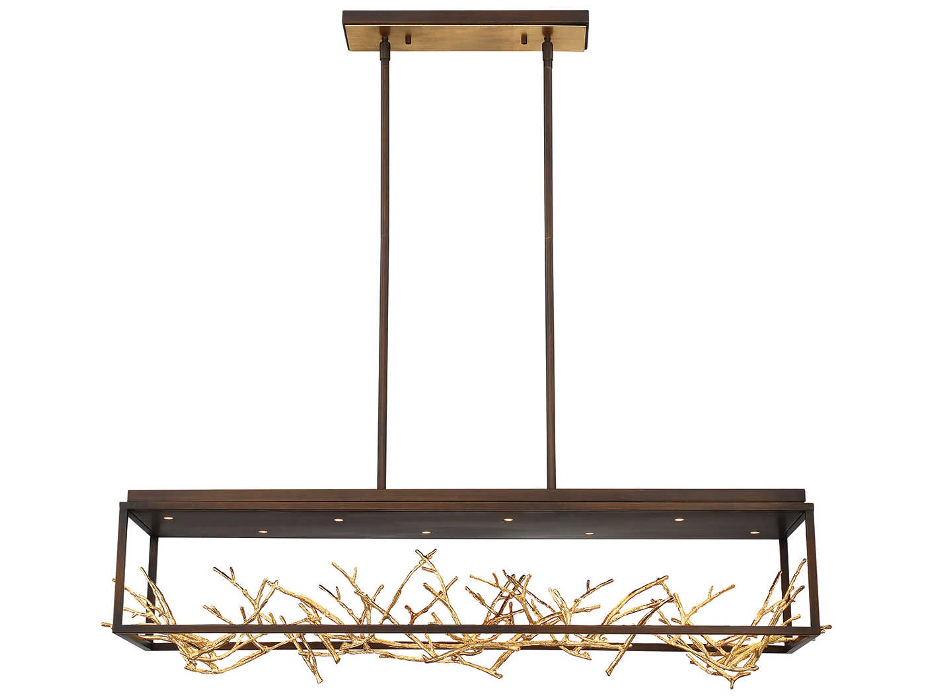Aerie Rectangular Chandelier 8 Light Bronze Transitional Fixture