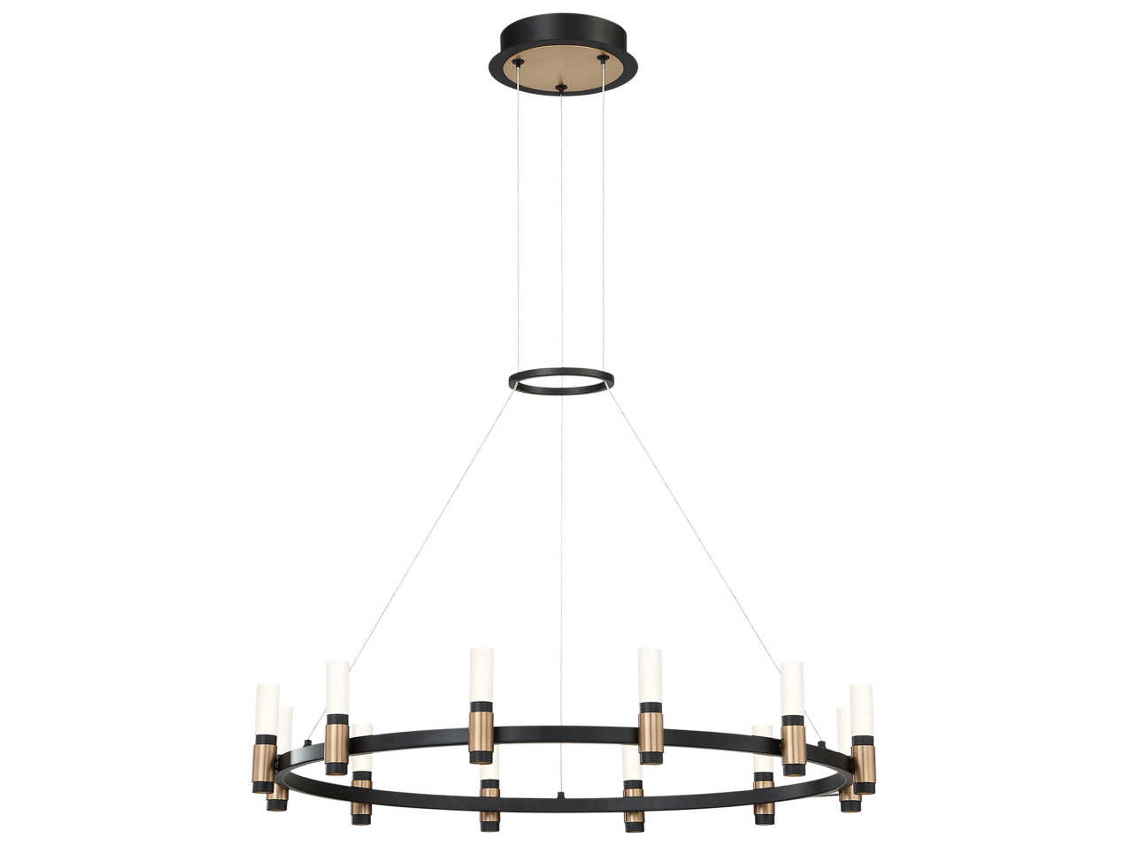 Albany LED Chandelier in Deep Black and Brass