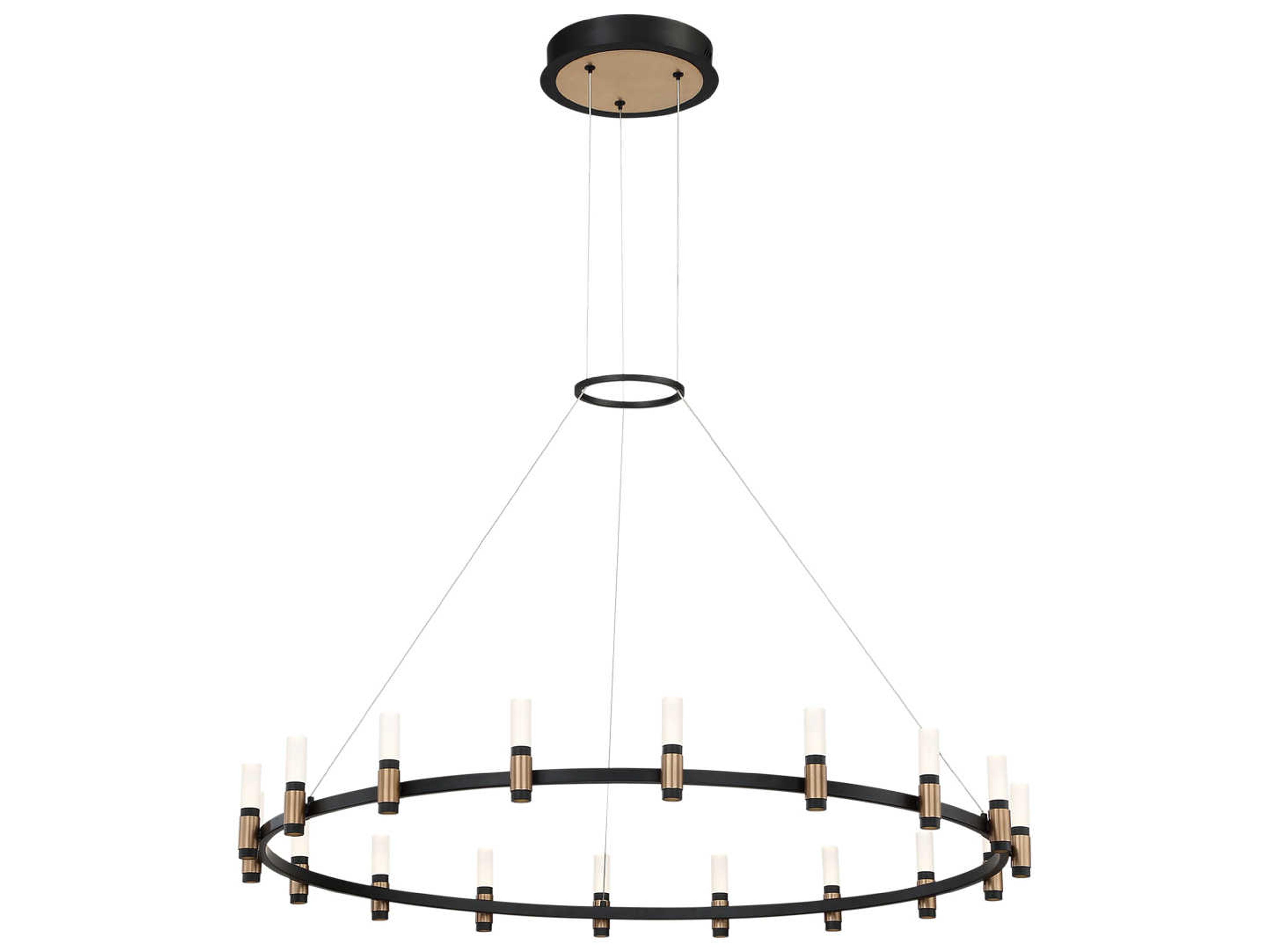 Albany LED Chandelier in Black and Brass