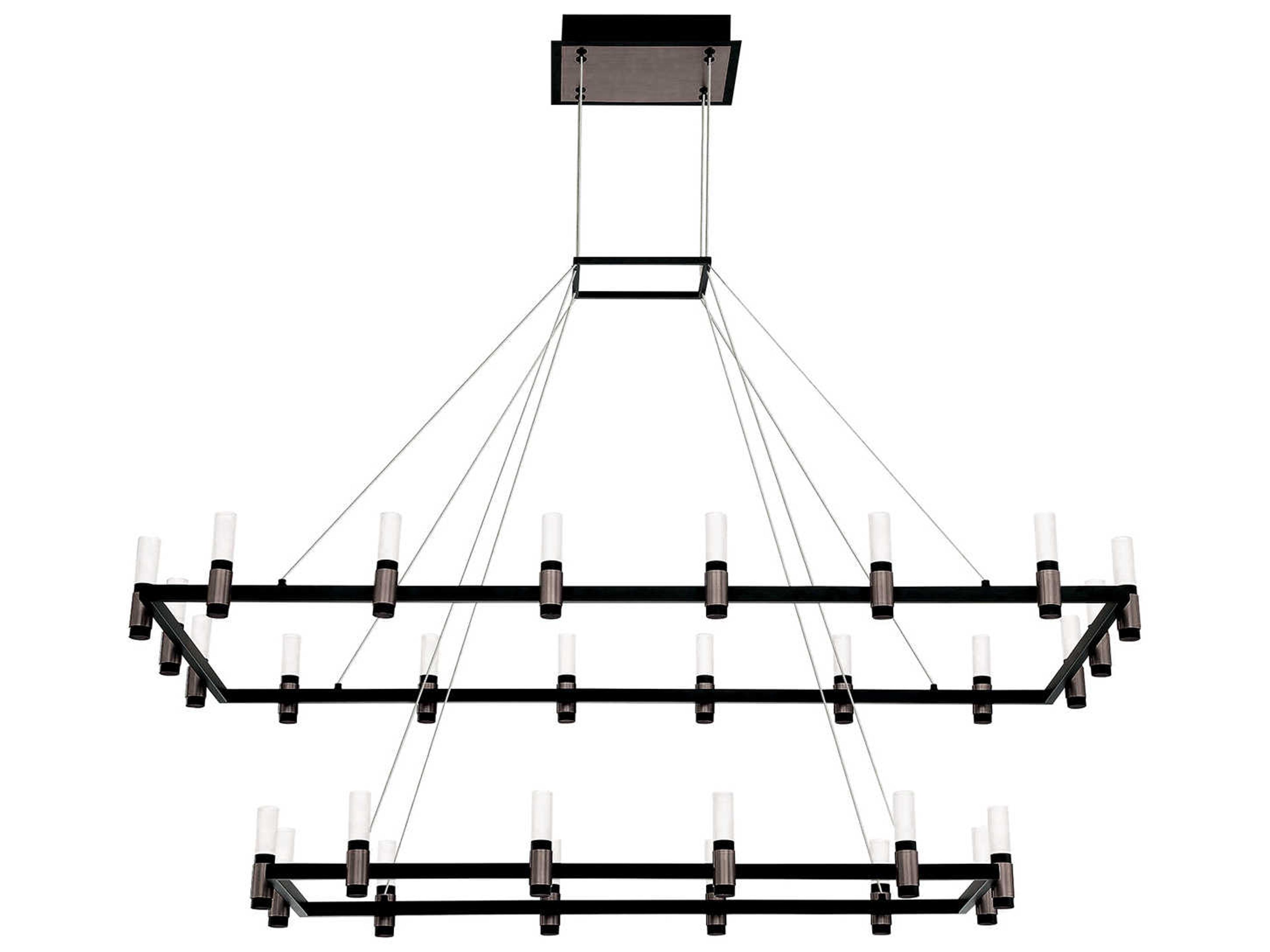Altamont 30-Light Satin Nickel Black LED Geometric Linear Island Pendant