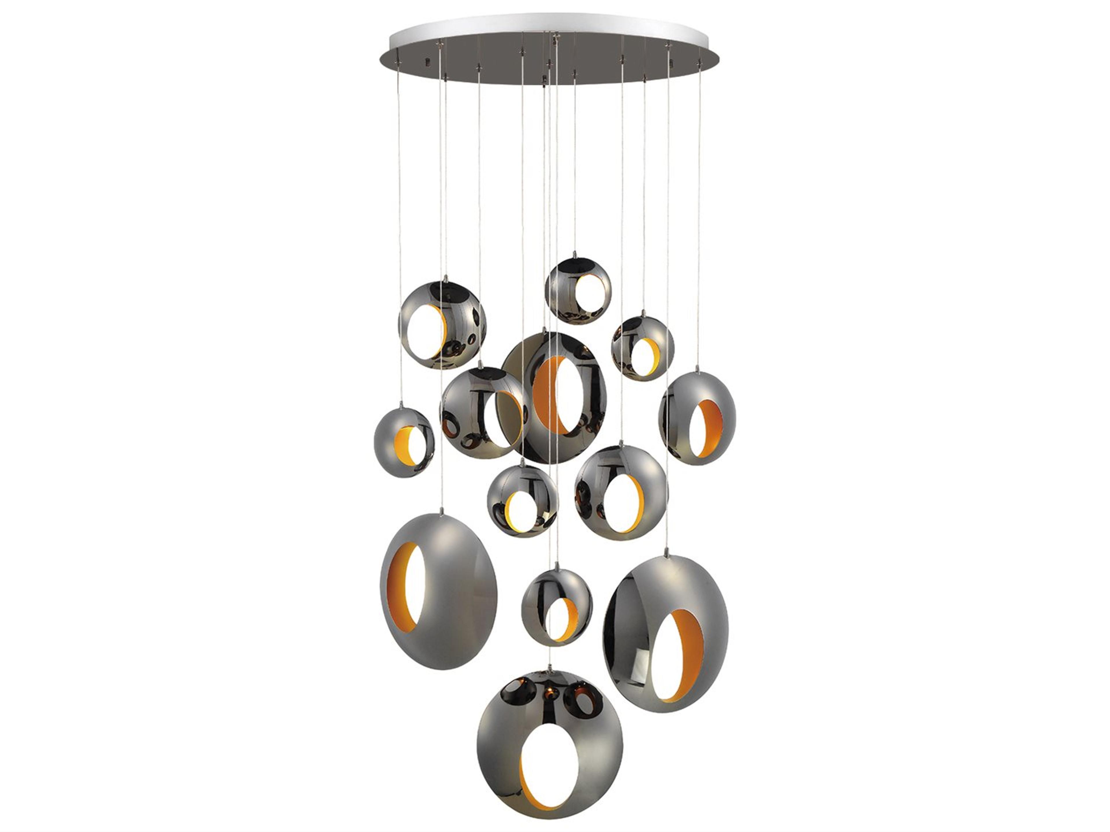 Arlington 13-Light Blackened Chrome LED Geometric Round Pendant