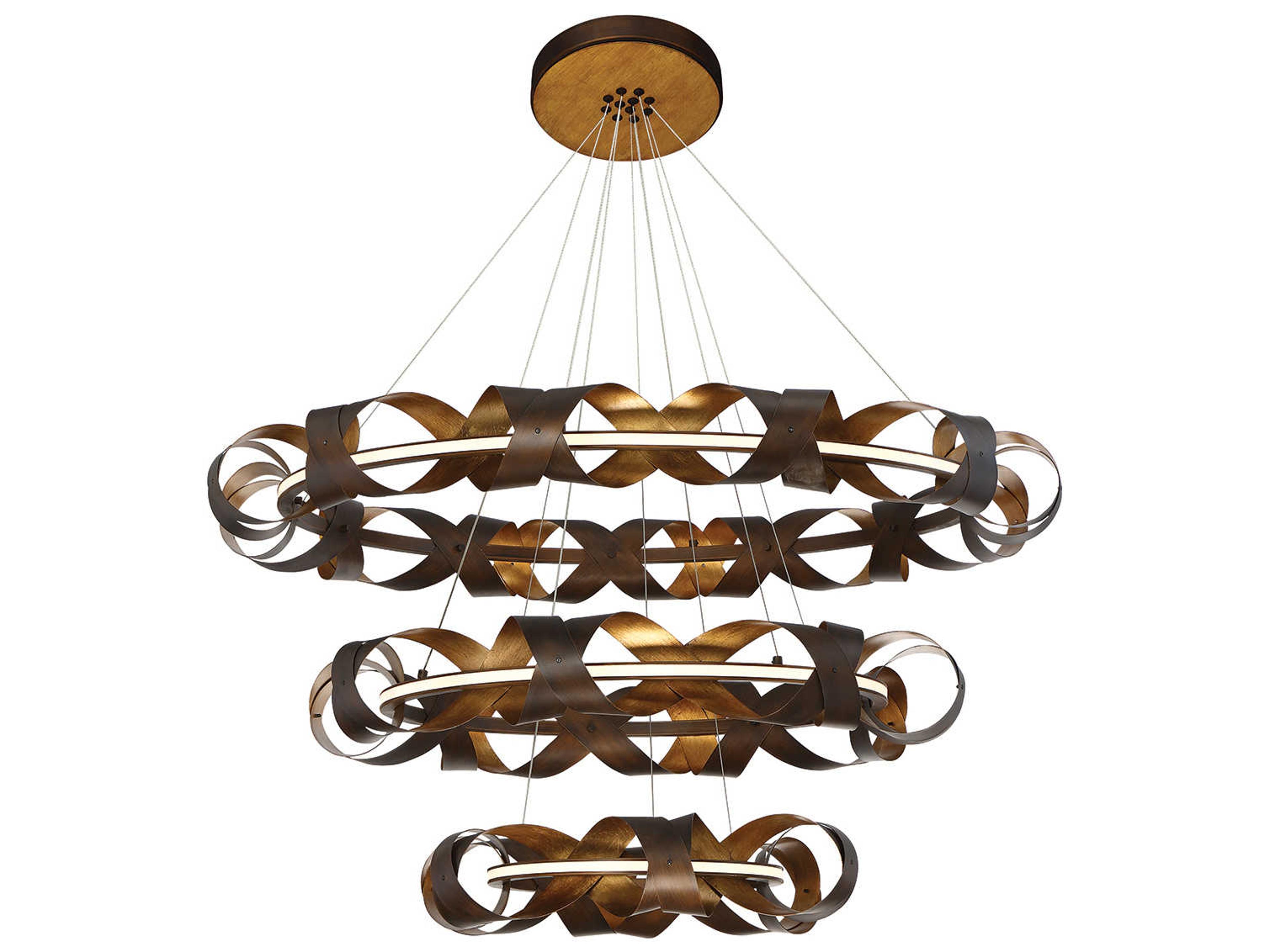 Banderia 3-Light Bronze LED Geometric Round Pendant