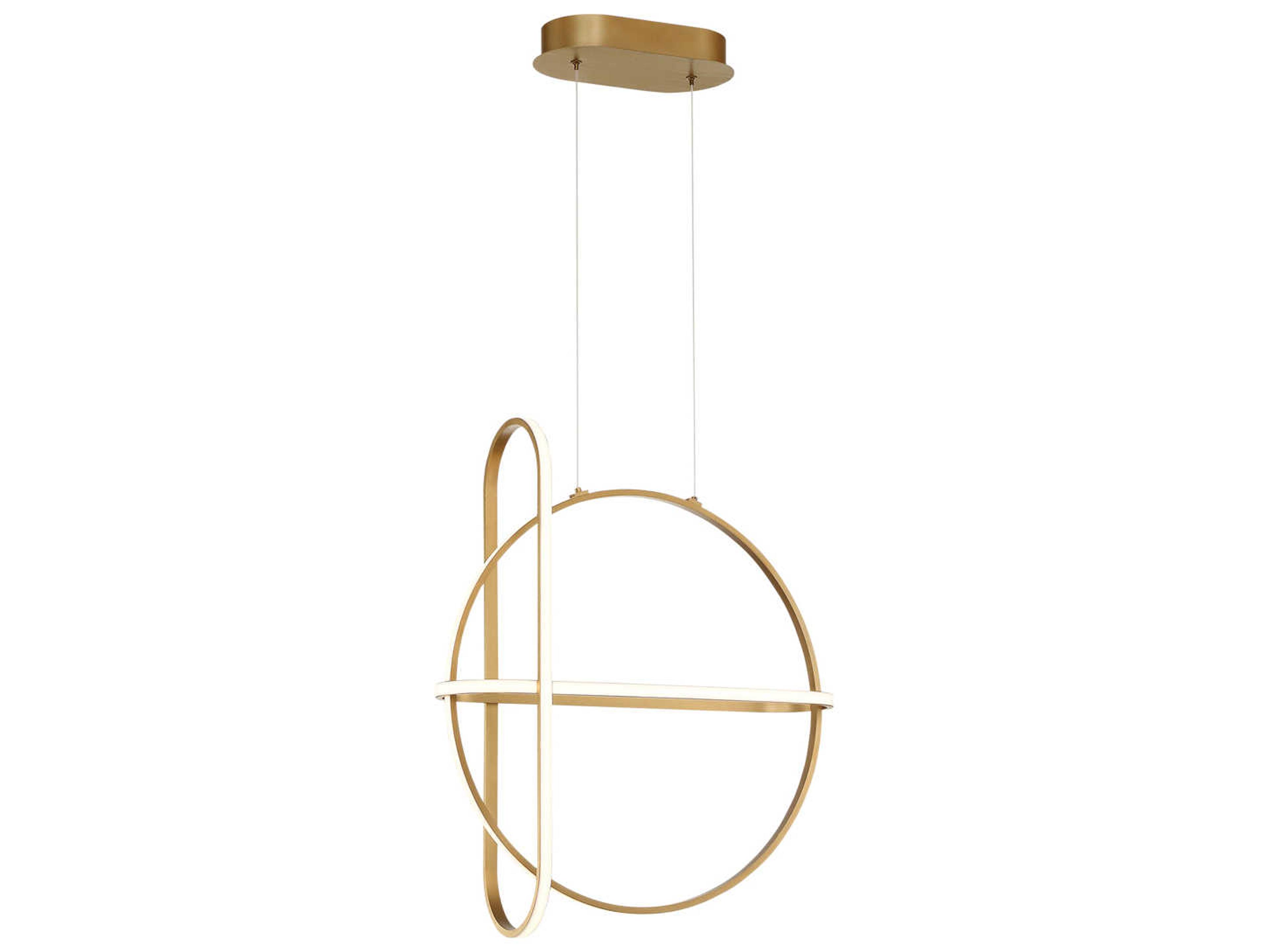 Berkley Satin Gold Glass LED Geometric Round Pendant