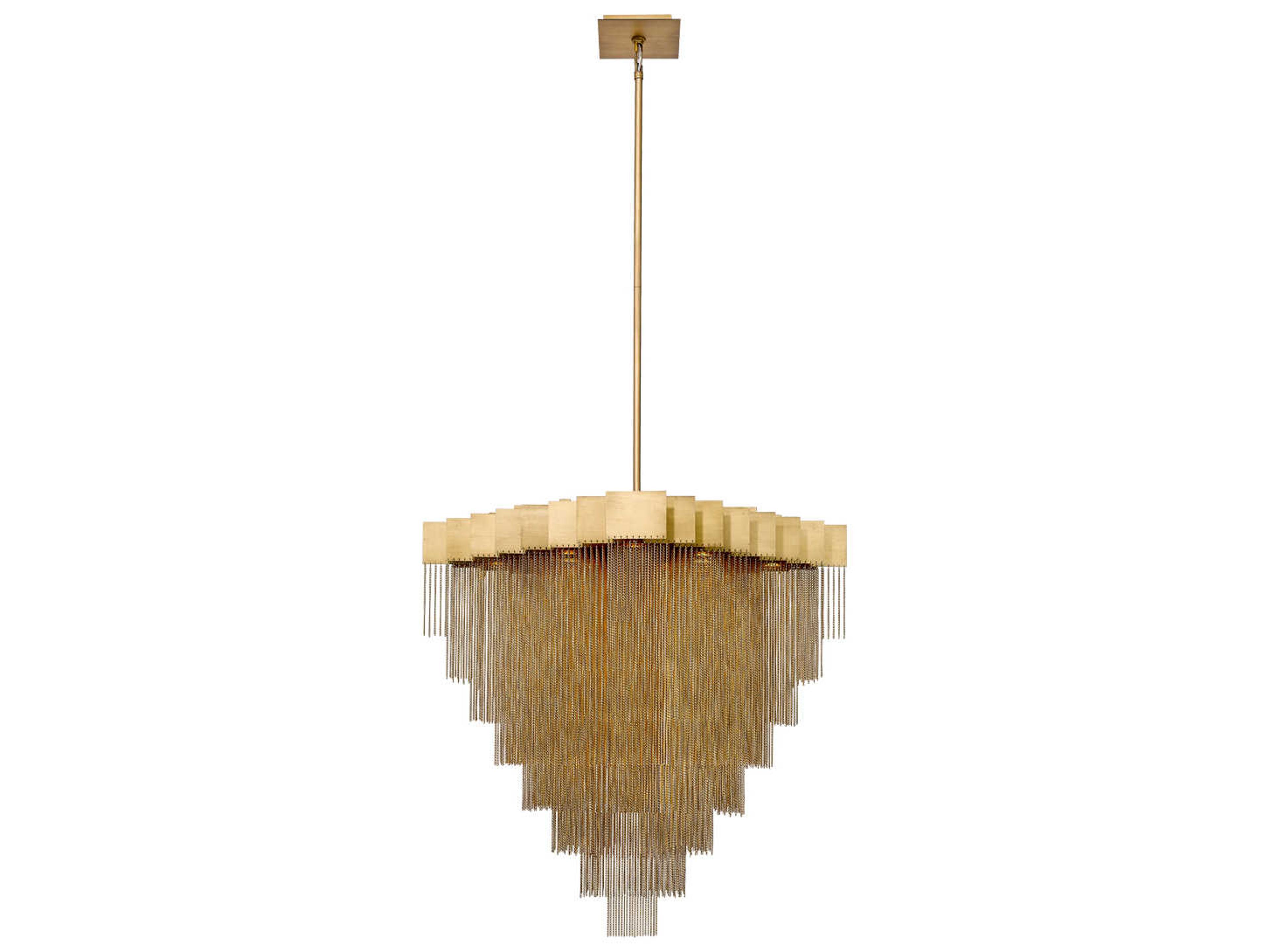 Bloomfield 18-Light8-Light Antique Brush Gold Glass LED Geometric Pendant