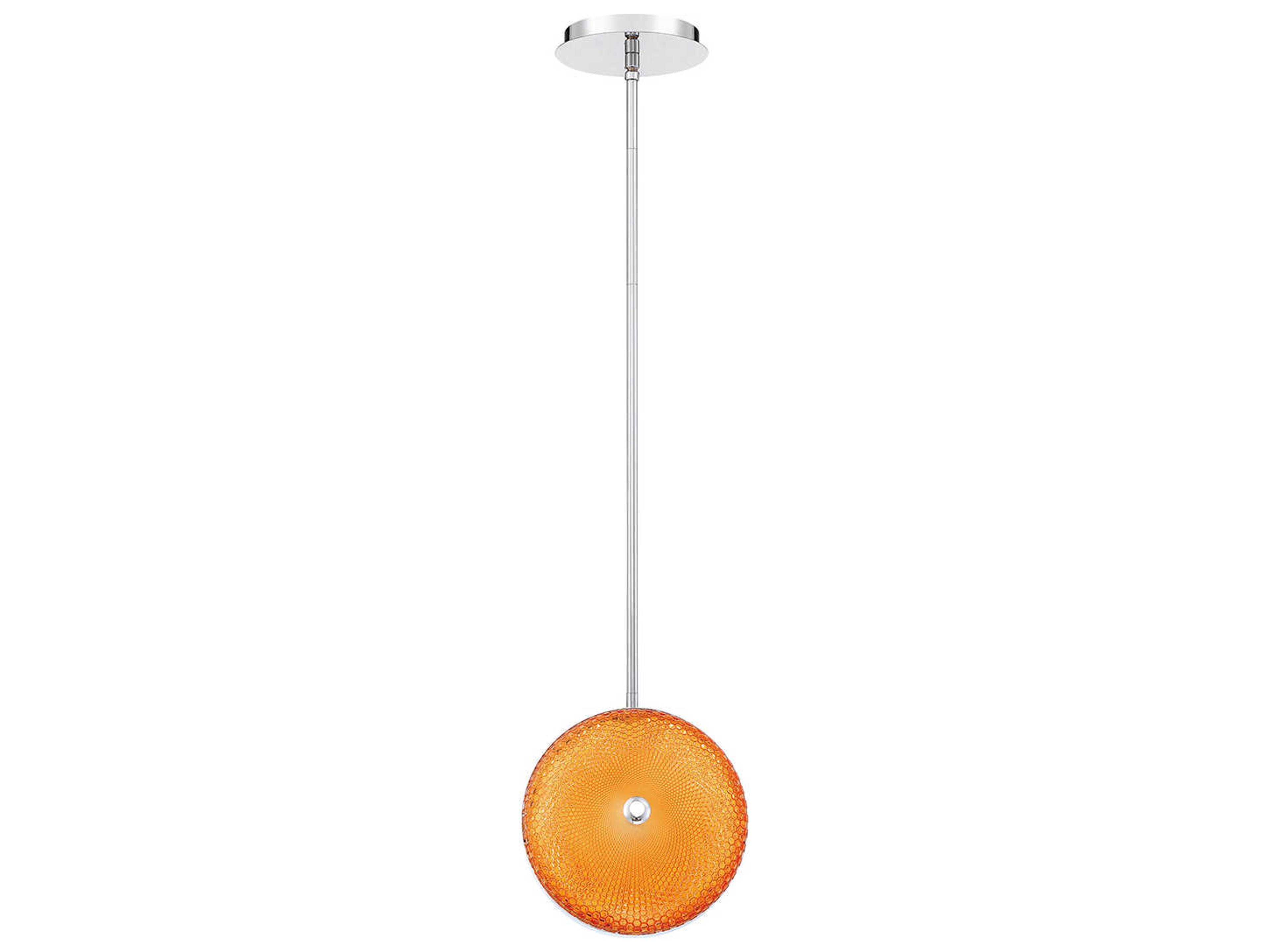 Caledonia Chrome Orange Glass LED Round Mini Pendant