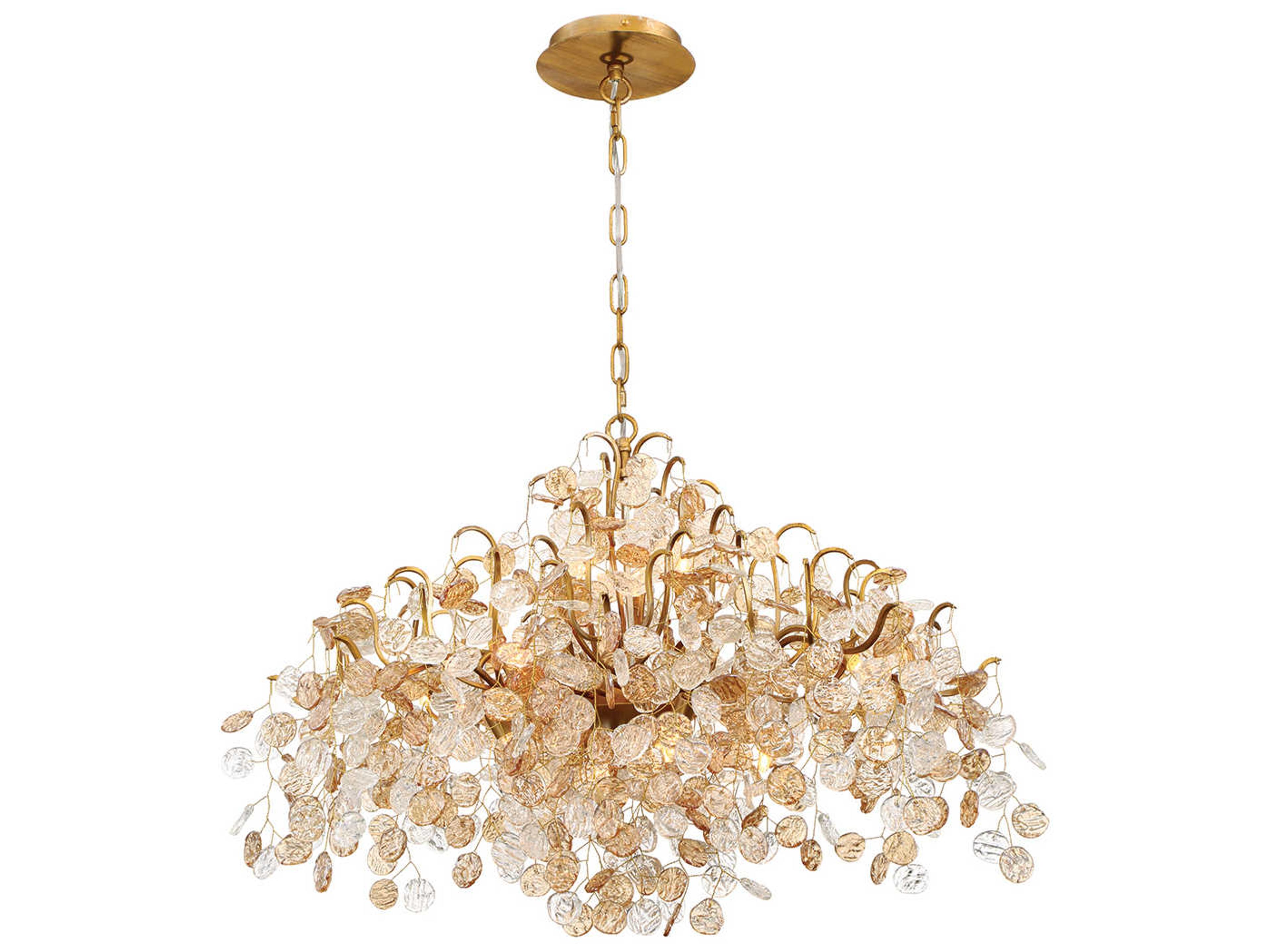 Eurofase Campobasso 8-Light Antique Gold Gray Glass Pendant