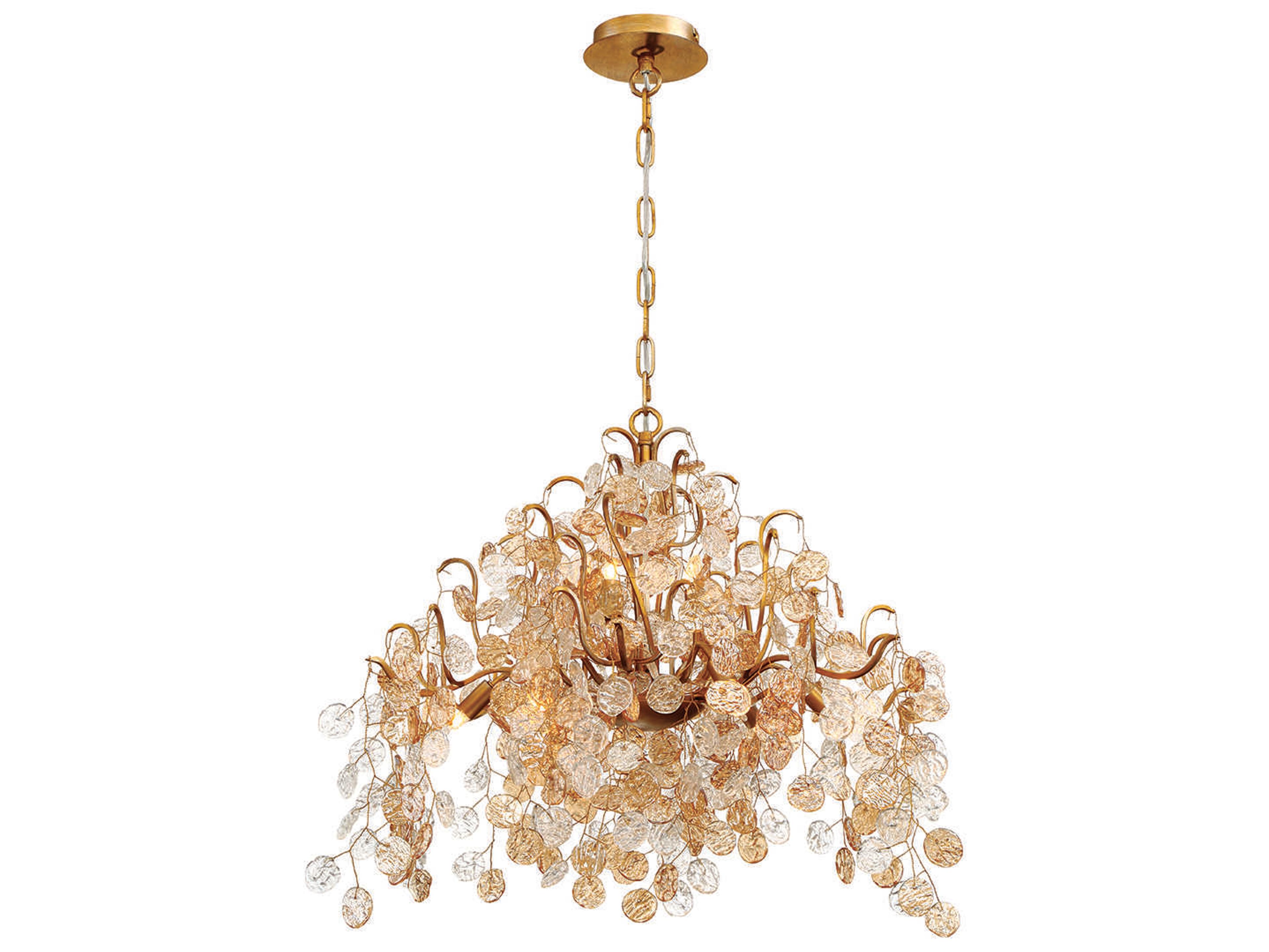 Campobasso 11-Light Antique Gold Glass Pendant