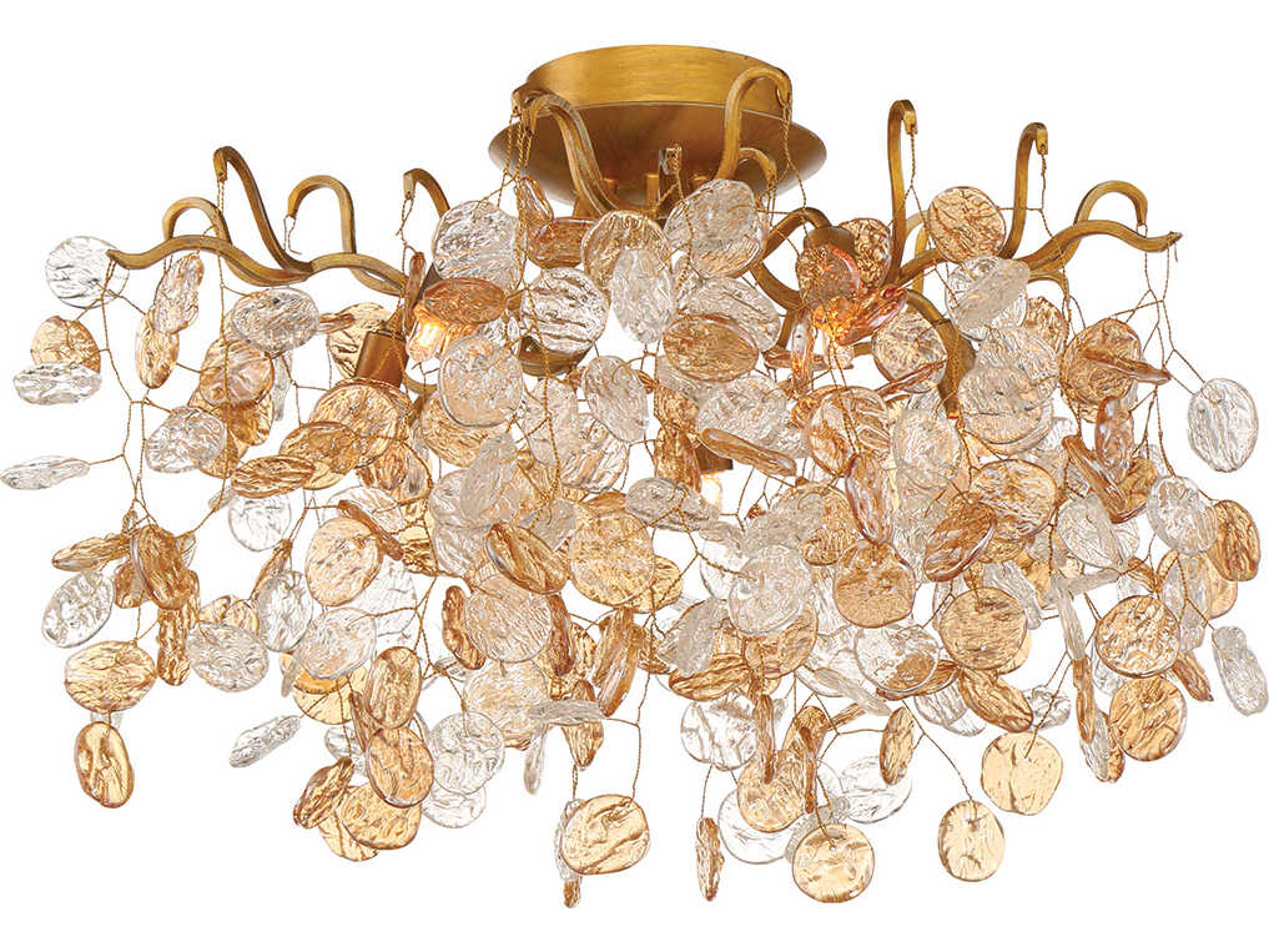 Campobasso Flush Mount Ceiling Light Gold with Glass Wafers