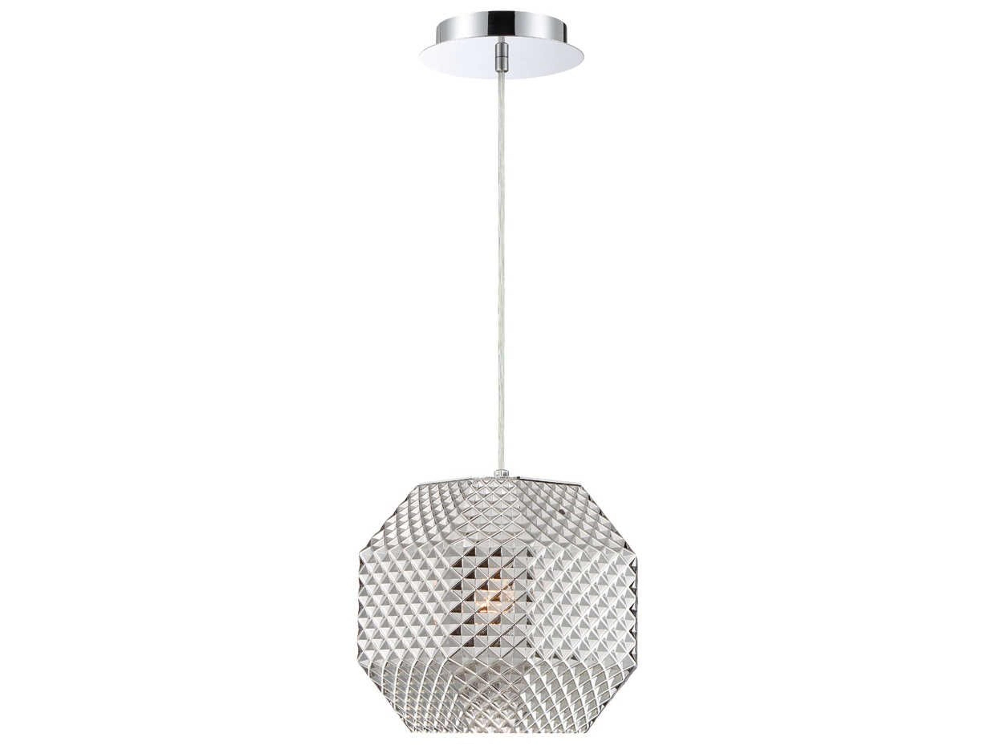 Catalda 1-Light Chrome Gray Glass Geometric Pendant