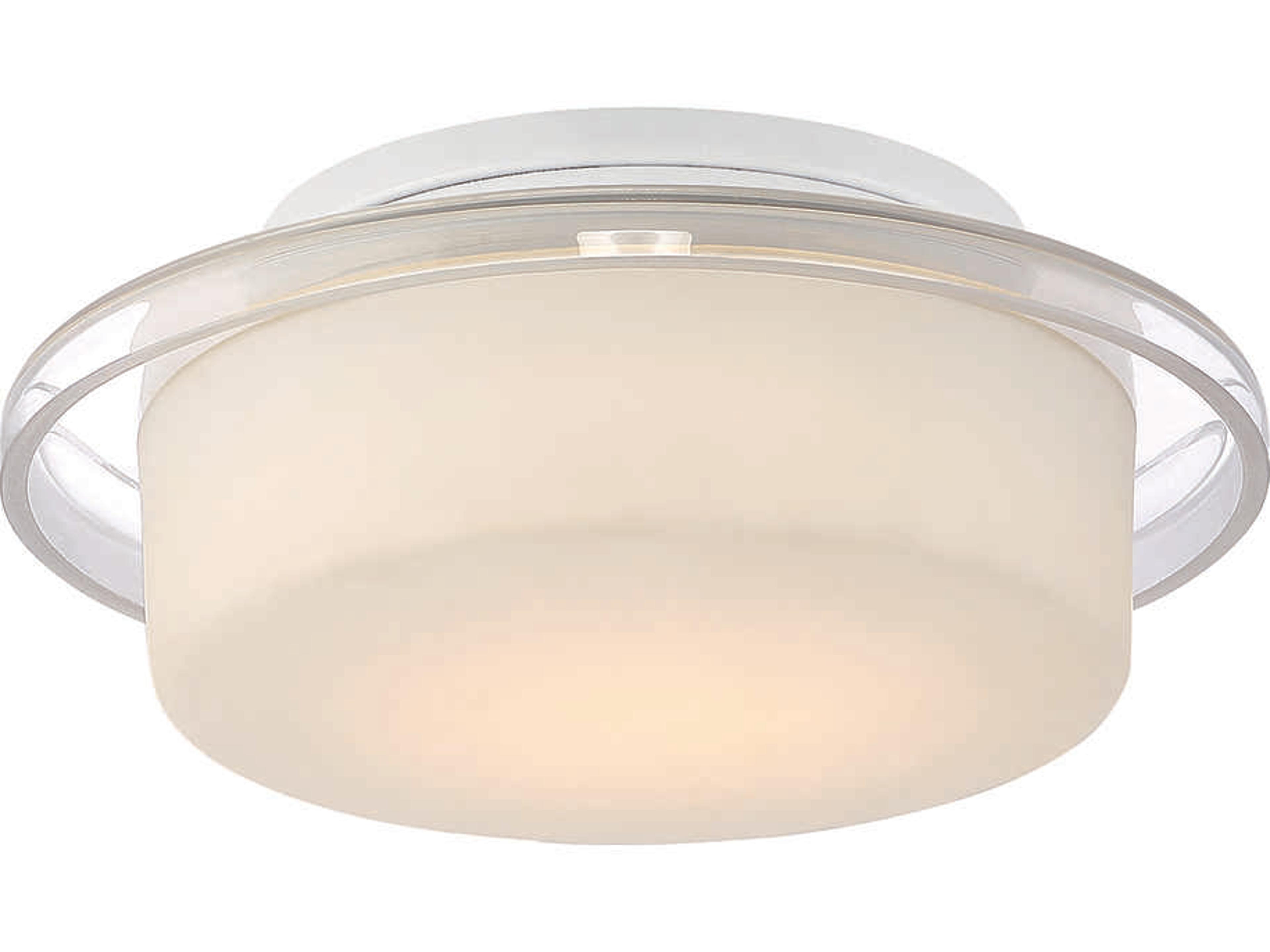 Logen 1-Light White Glass LED Drum Round Flush Mount