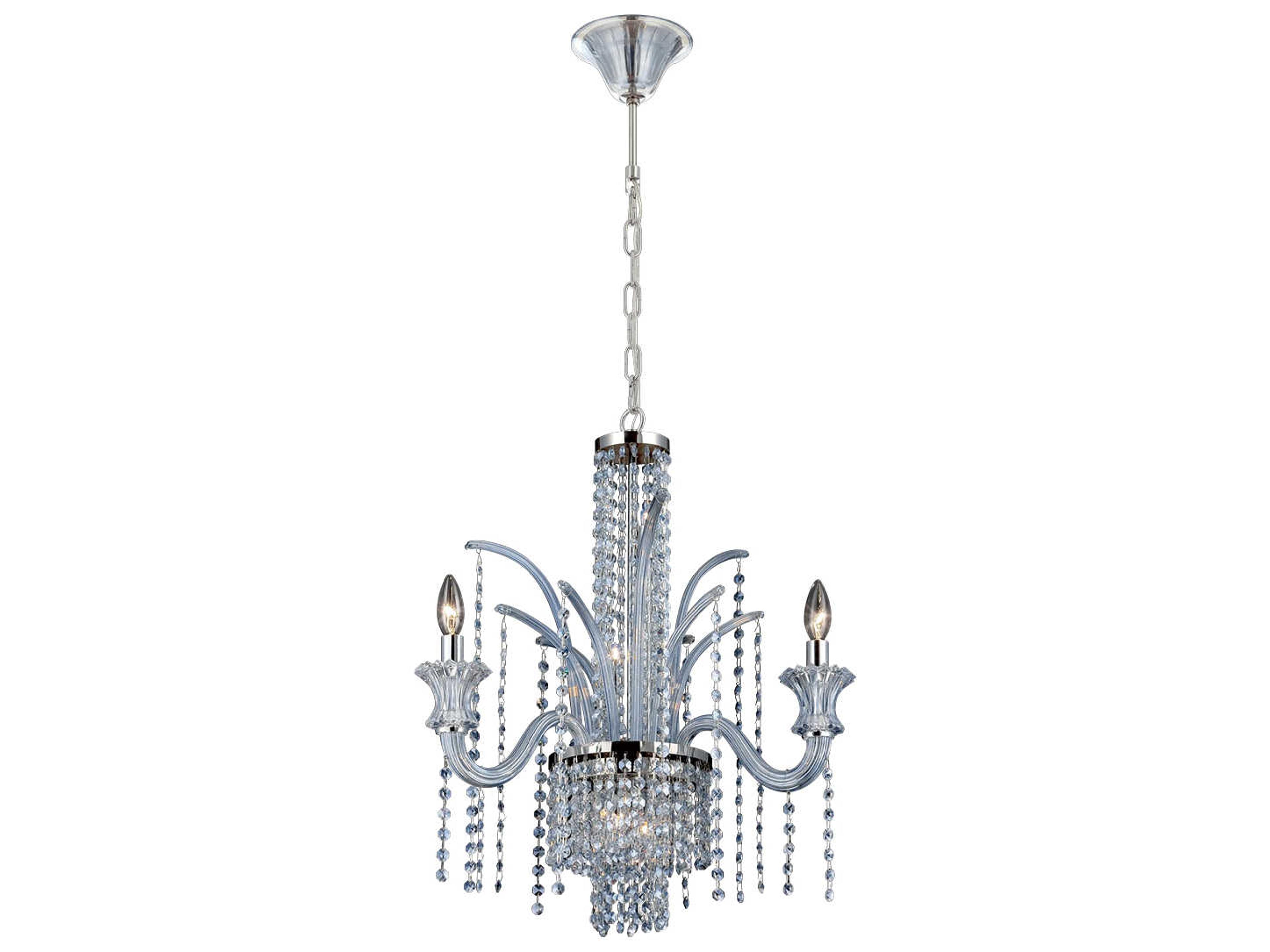 Nava 3-Light Chrome Crystal Glass Candelabra Chandelier
