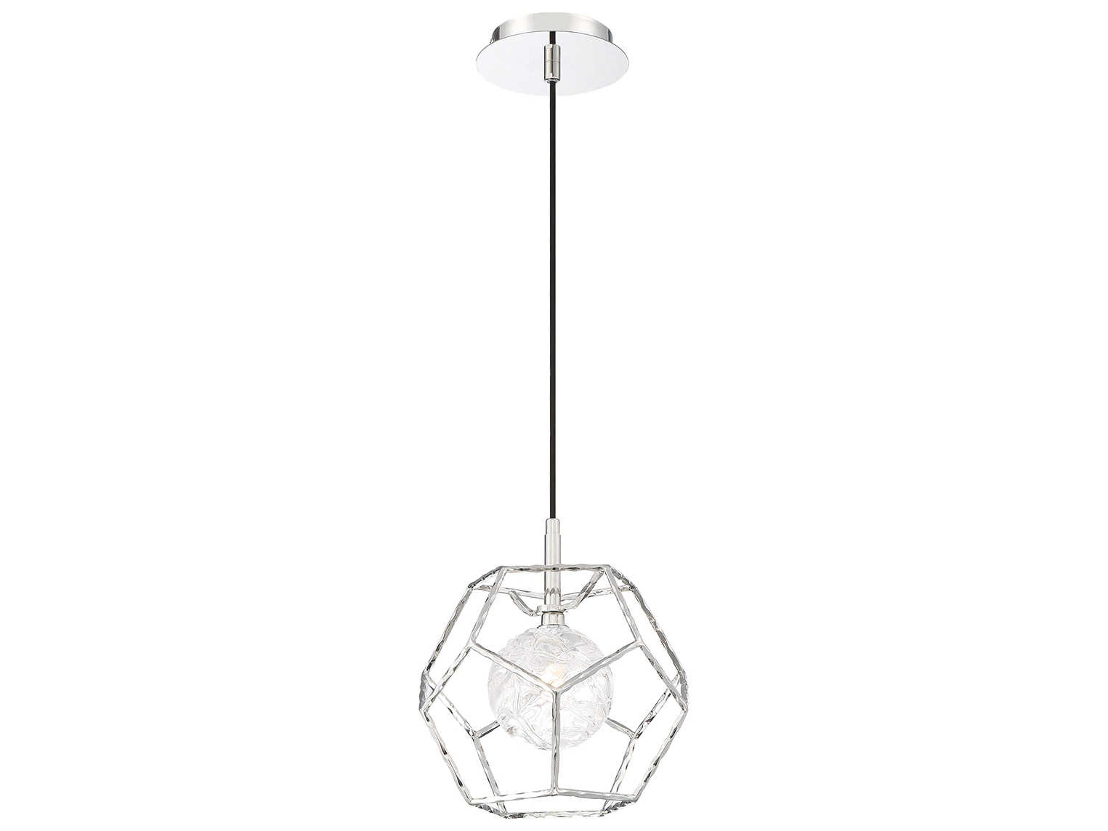 Eurofase Norway 1-Light Chrome Glass LED Globe Geometric Mini Pendant
