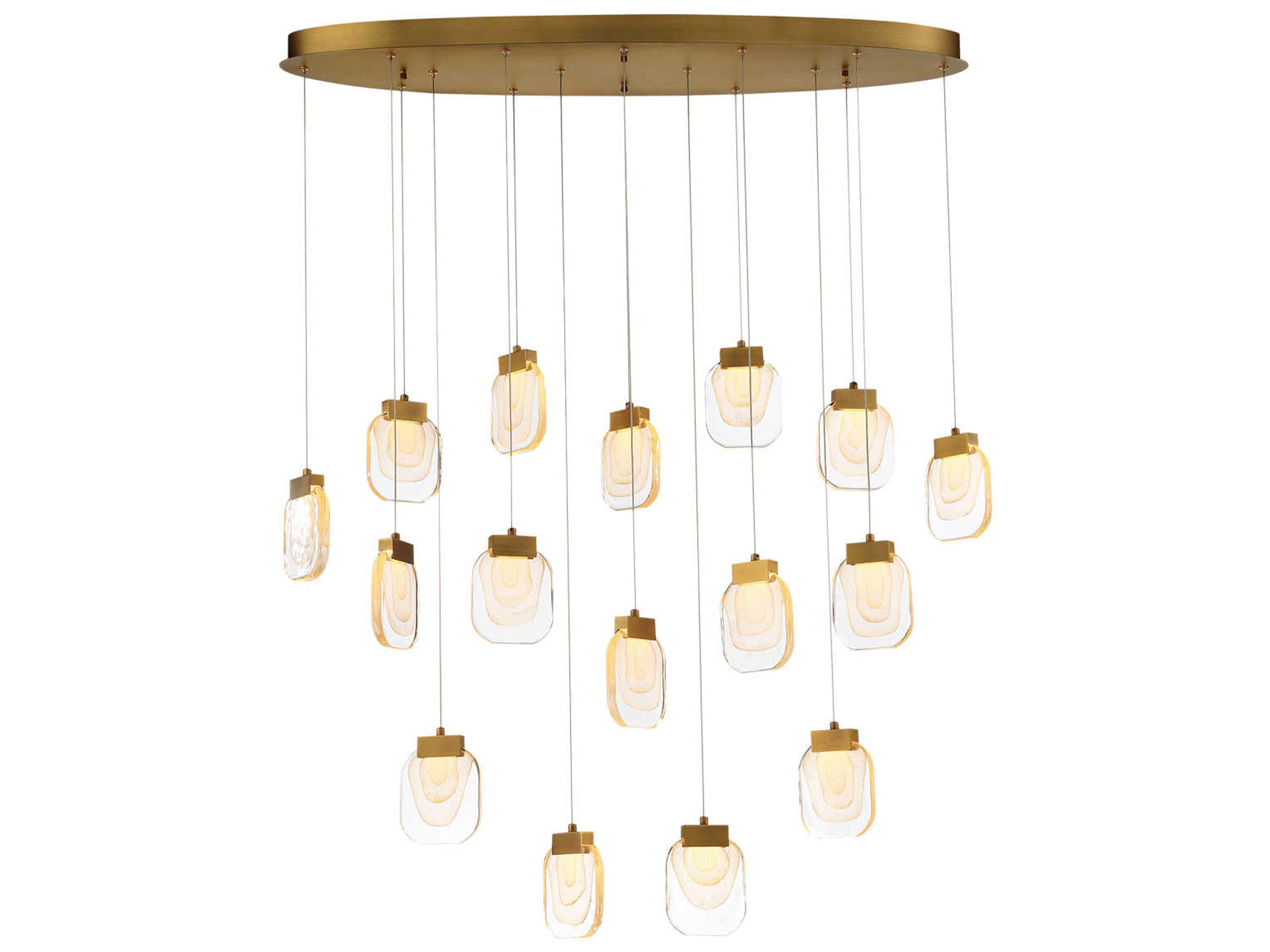 Eurofase Paget 16-Light6-Light Gold Glass LED Linear Island Pendant
