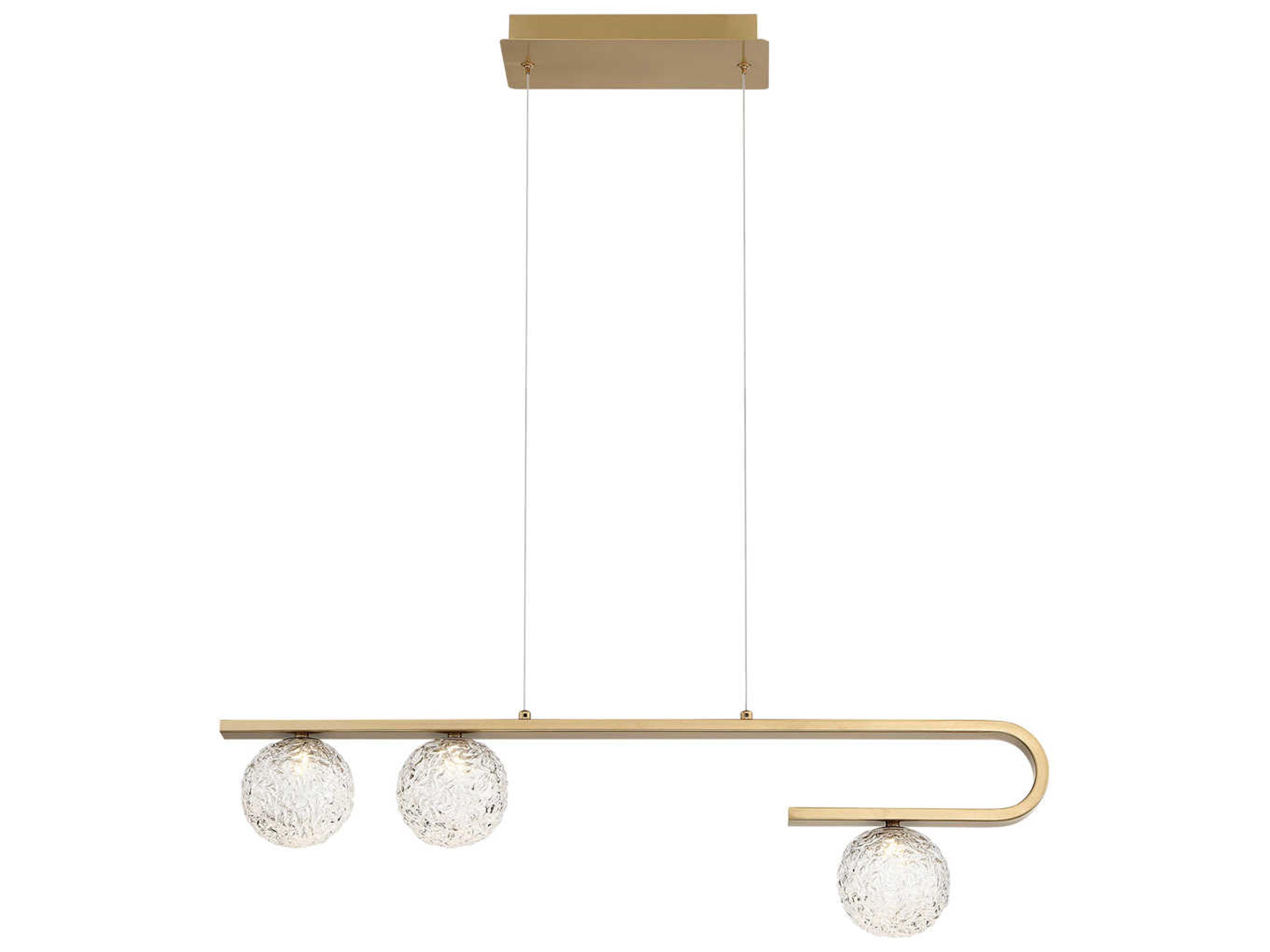 Eurofase Phillimore 3-Light Brushed Gold Glass LED Globe Linear Island Pendant