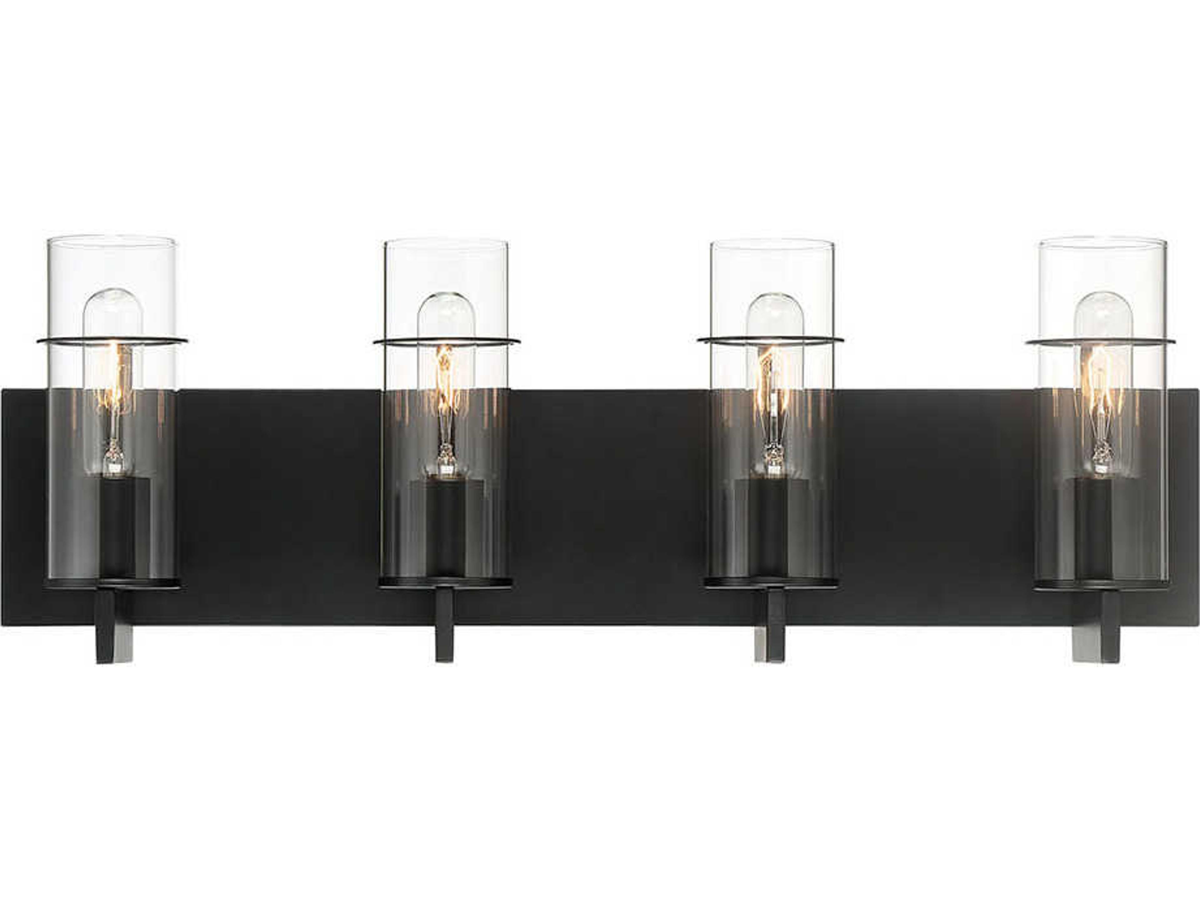 Pista 4-Light Black Glass Vanity Light