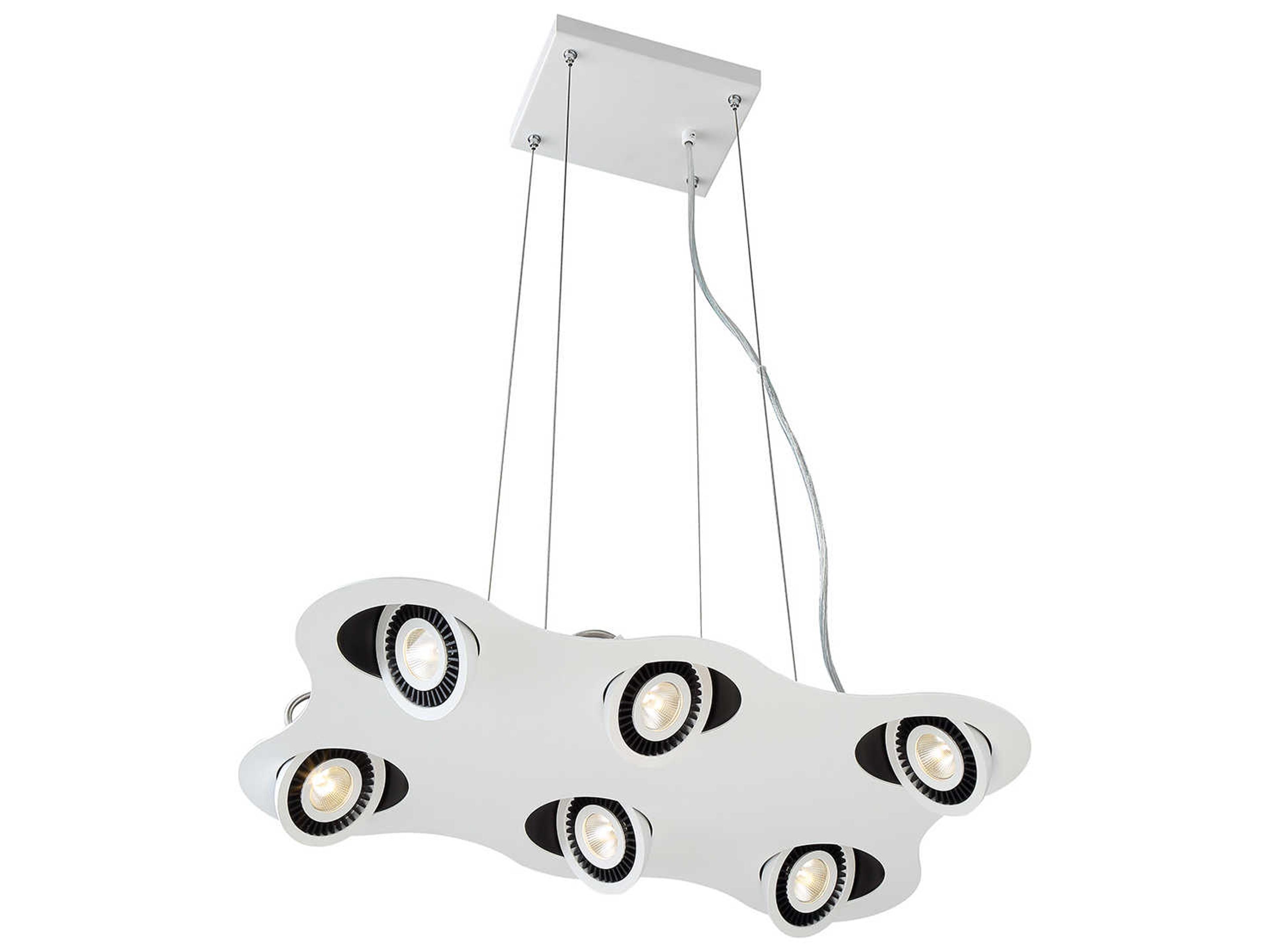 Vision 6-Light White Black LED Round Island Pendant