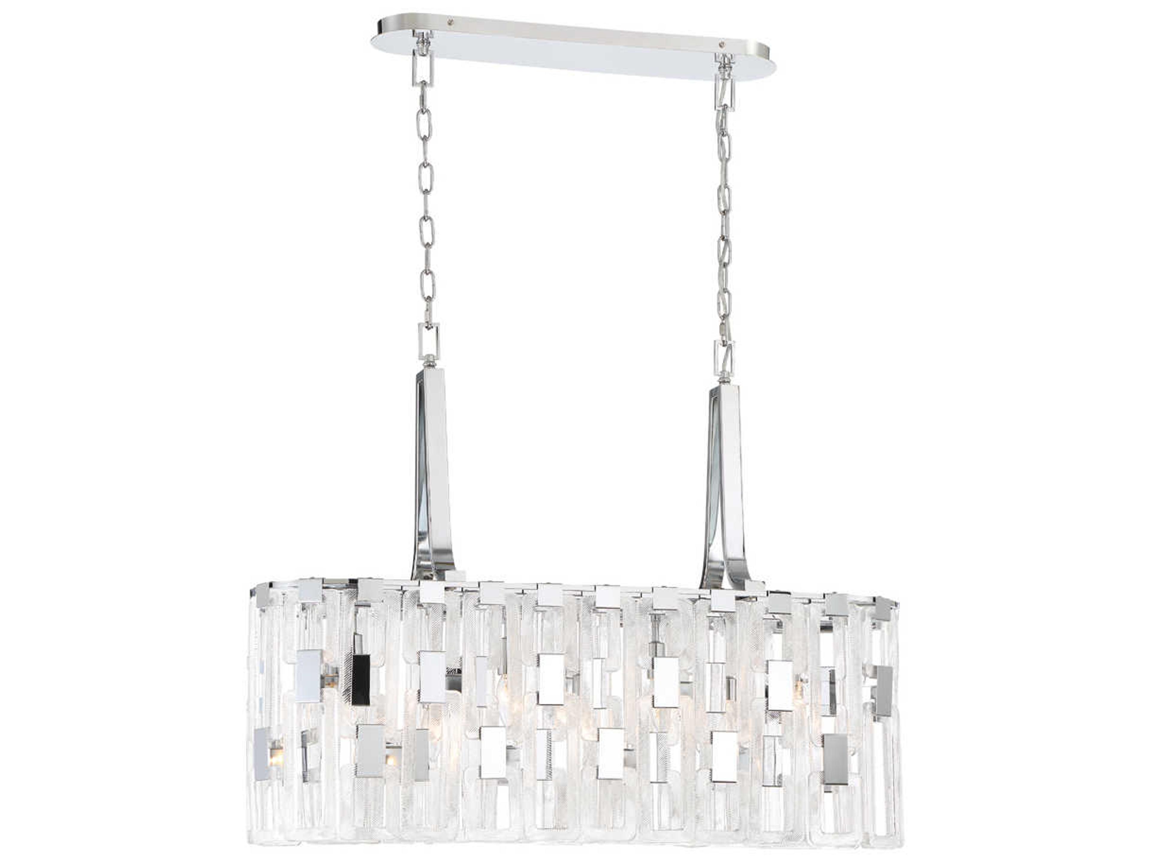 Viviana 7-Light Chrome Glass Linear Island Pendant