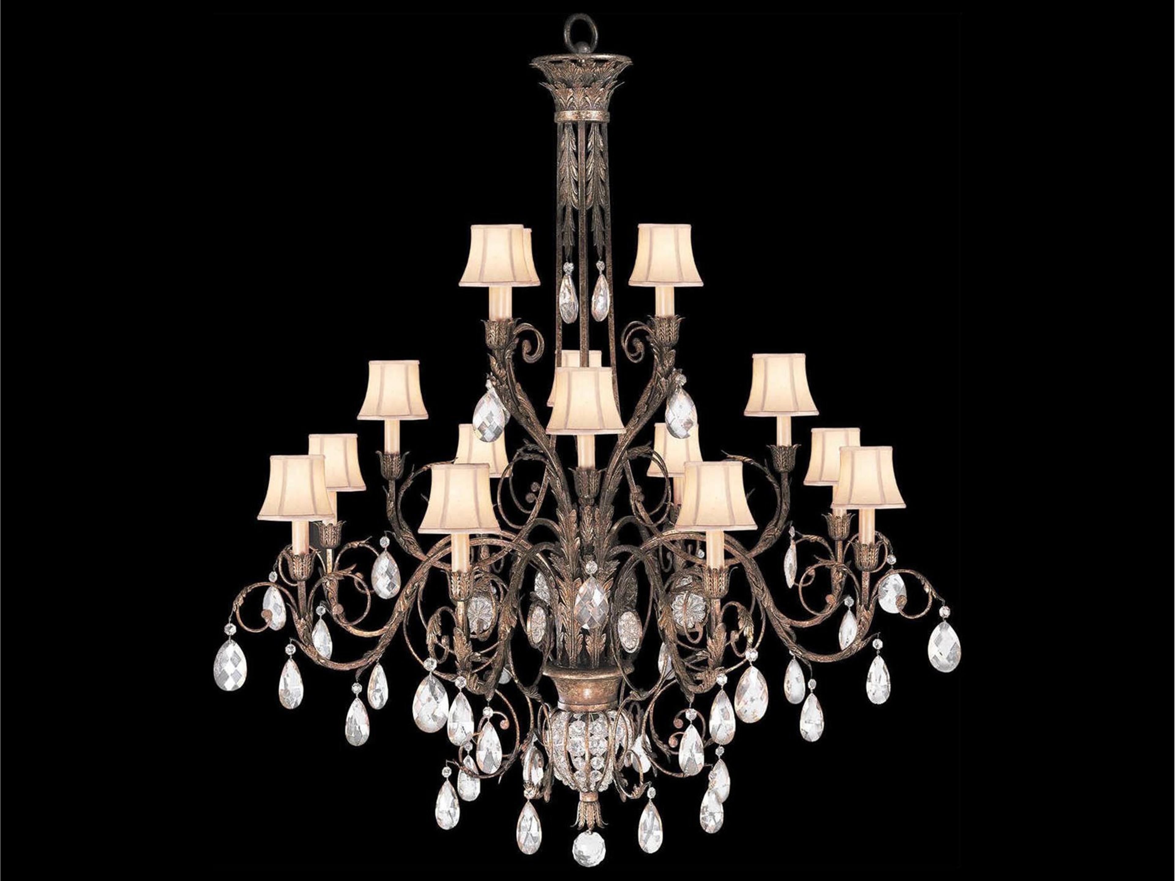 A Midsummer Nights Dream 16-Light Gold Brown Crystal Candelabra Empire Chandelier