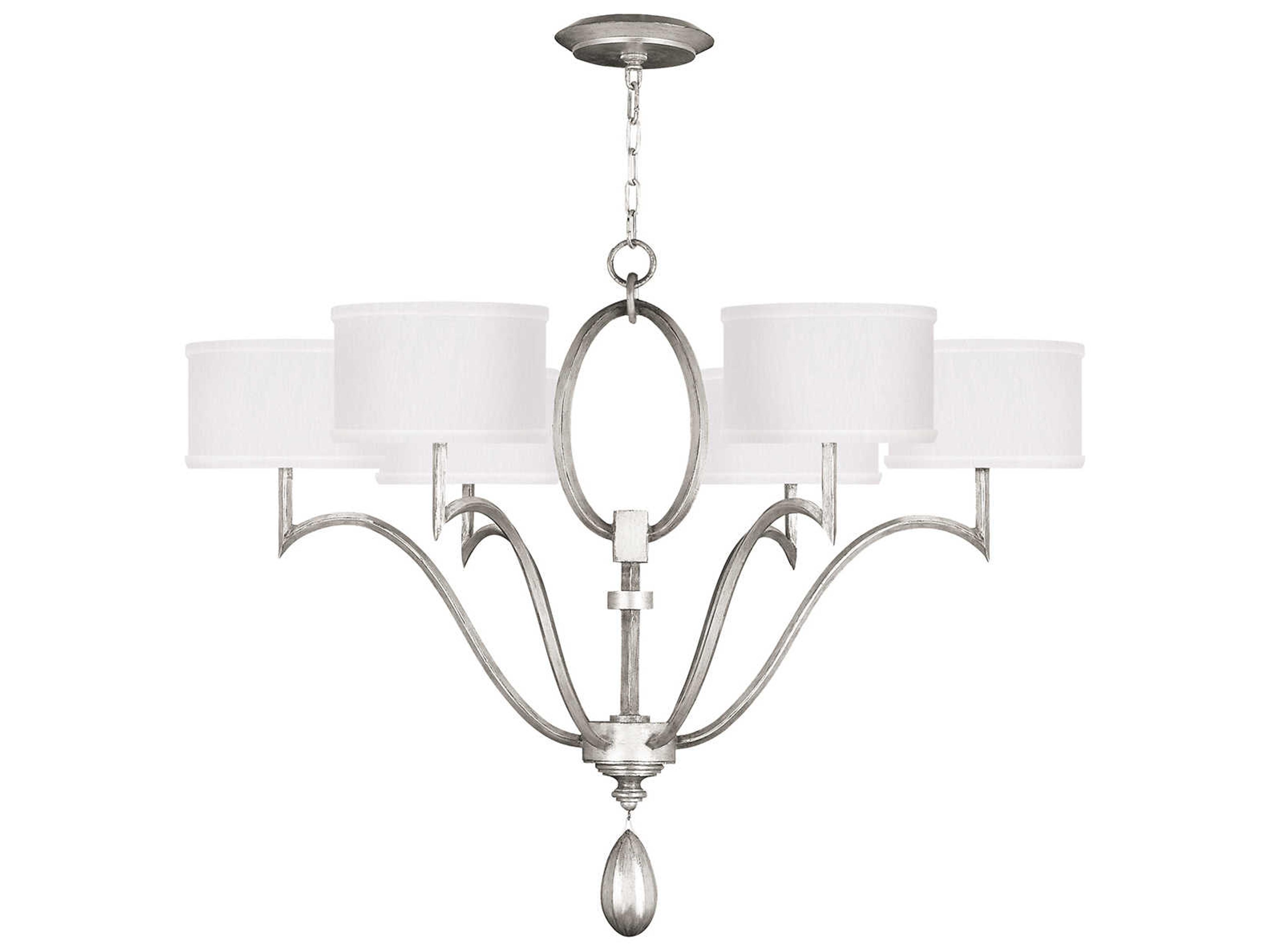 Allegretto 6-Light Silver Leaf Candelabra Drum Tiered Chandelier