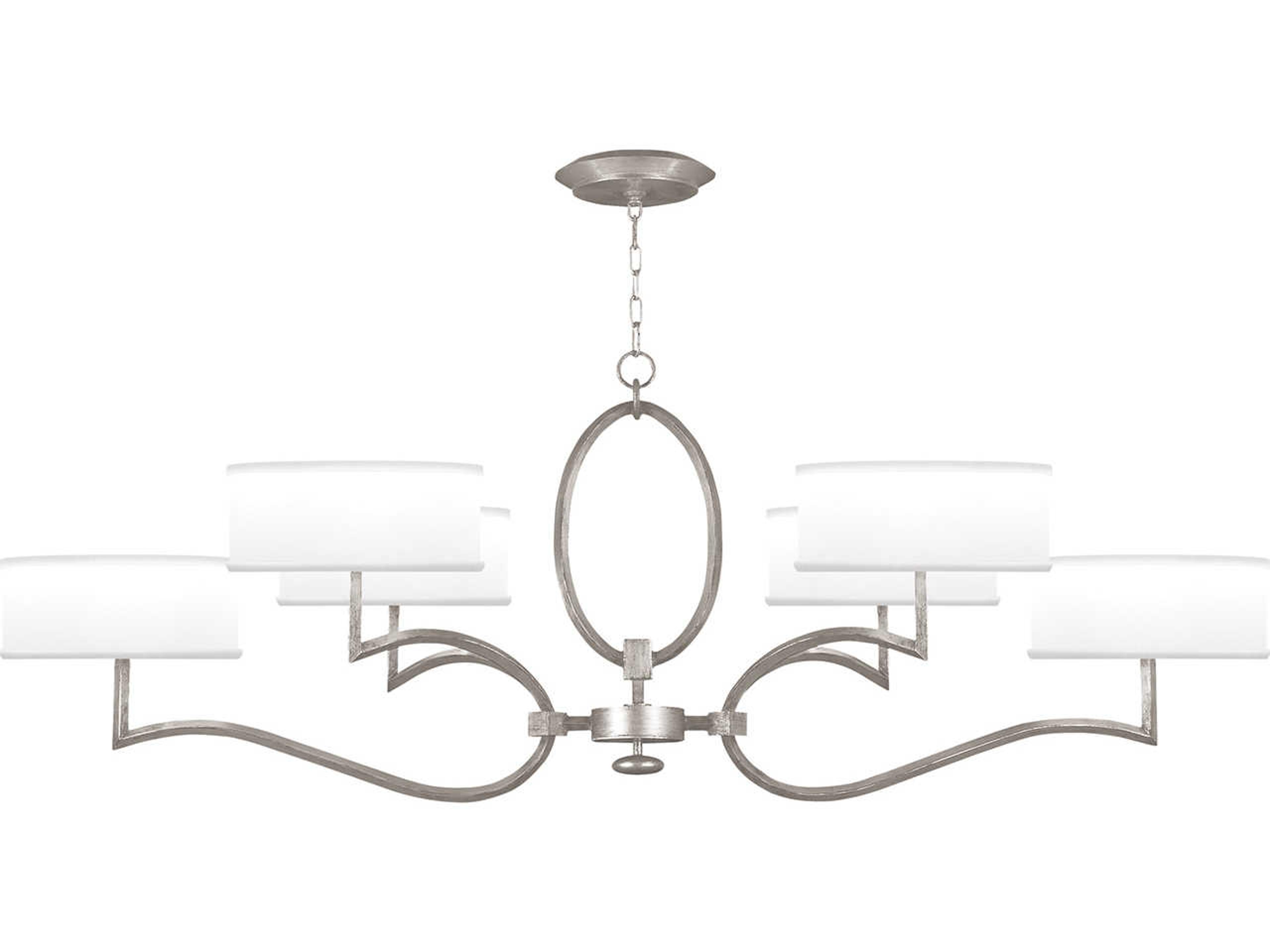 Allegretto 6-Light Silver Leaf Drum Island Pendant