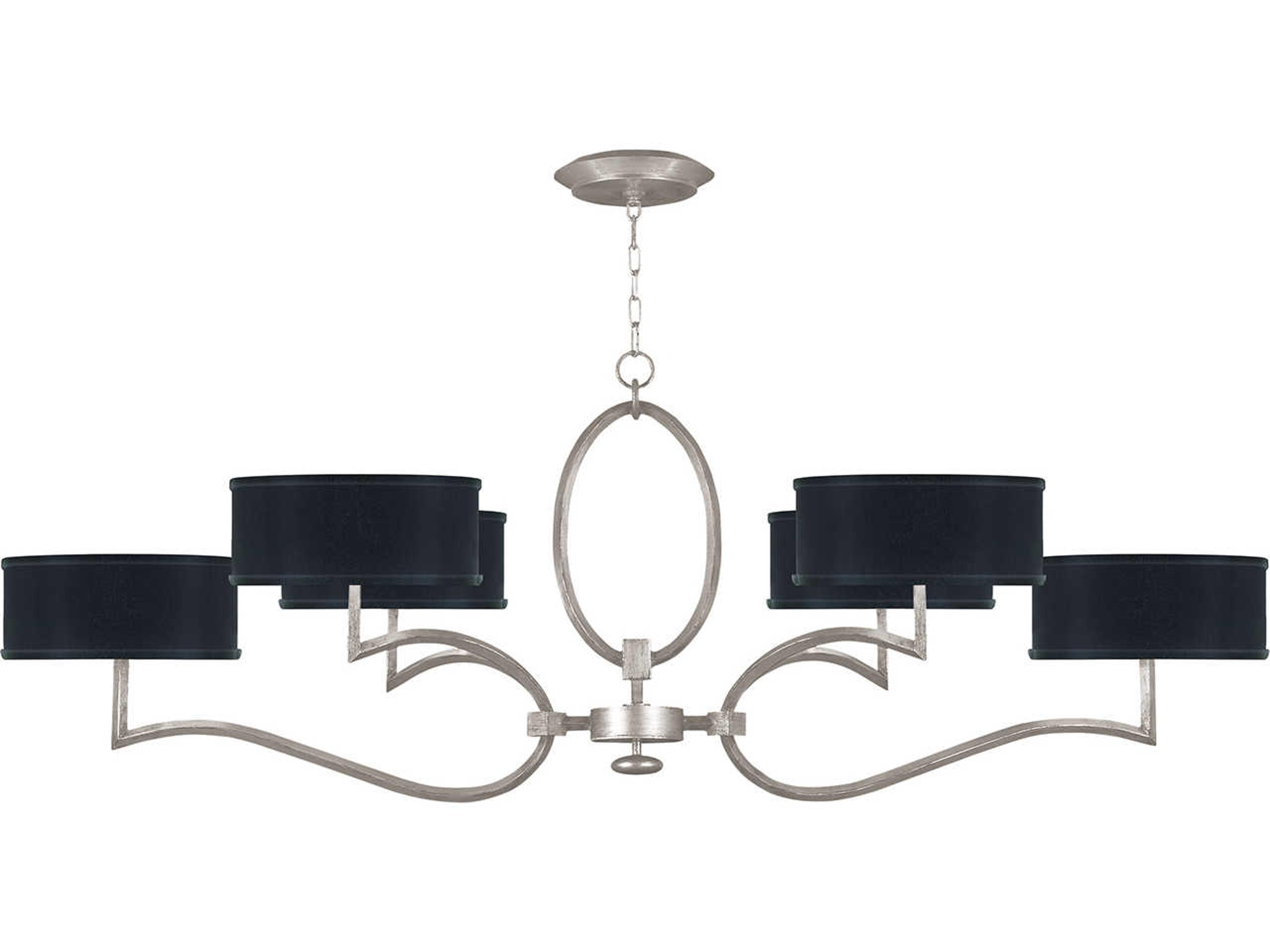 Allegretto 6-Light Silver Leaf Drum Island Pendant