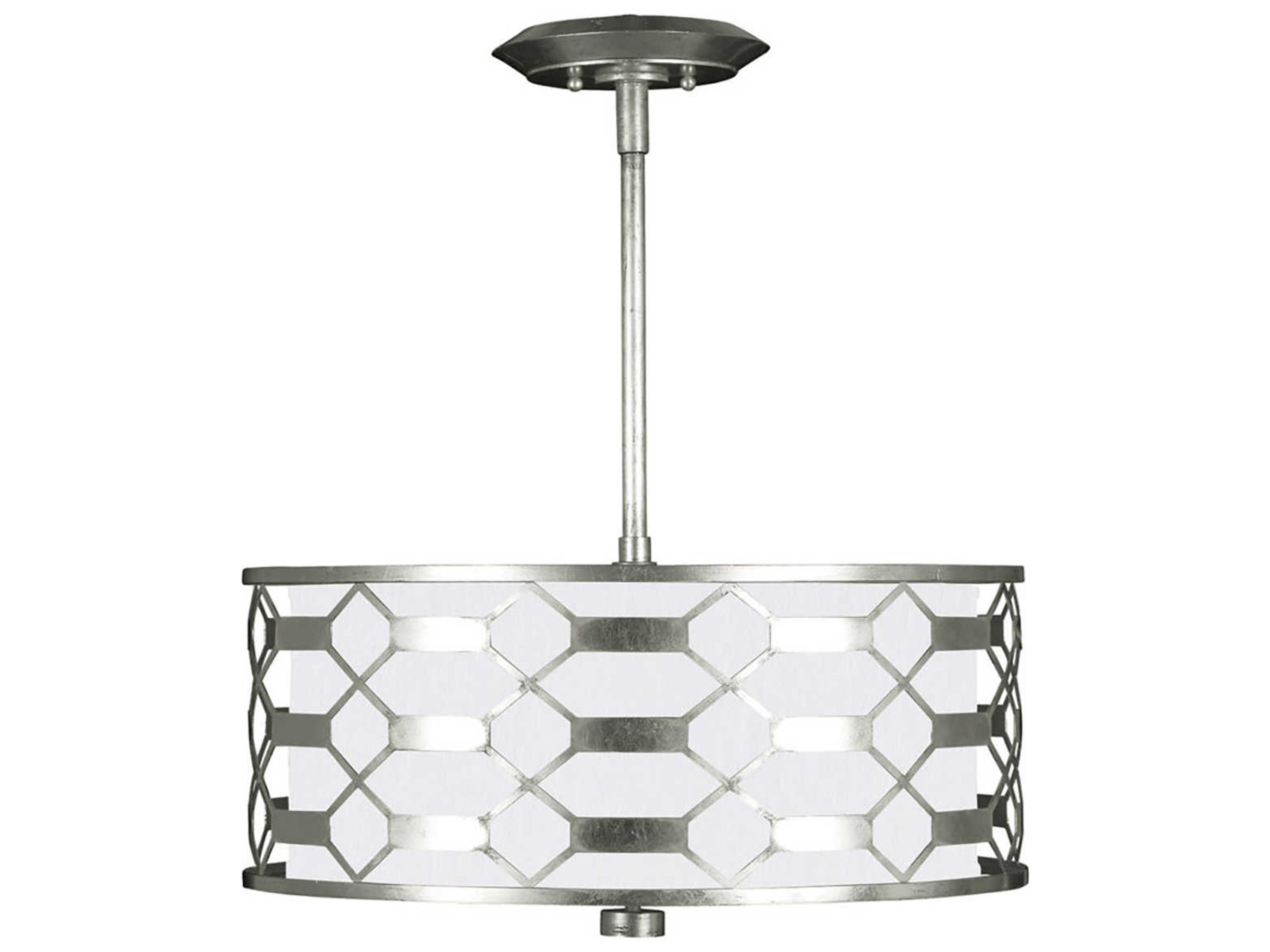 Fine Art Handcrafted Lighting Allegretto 3-Light Silver Leaf Drum Pendant