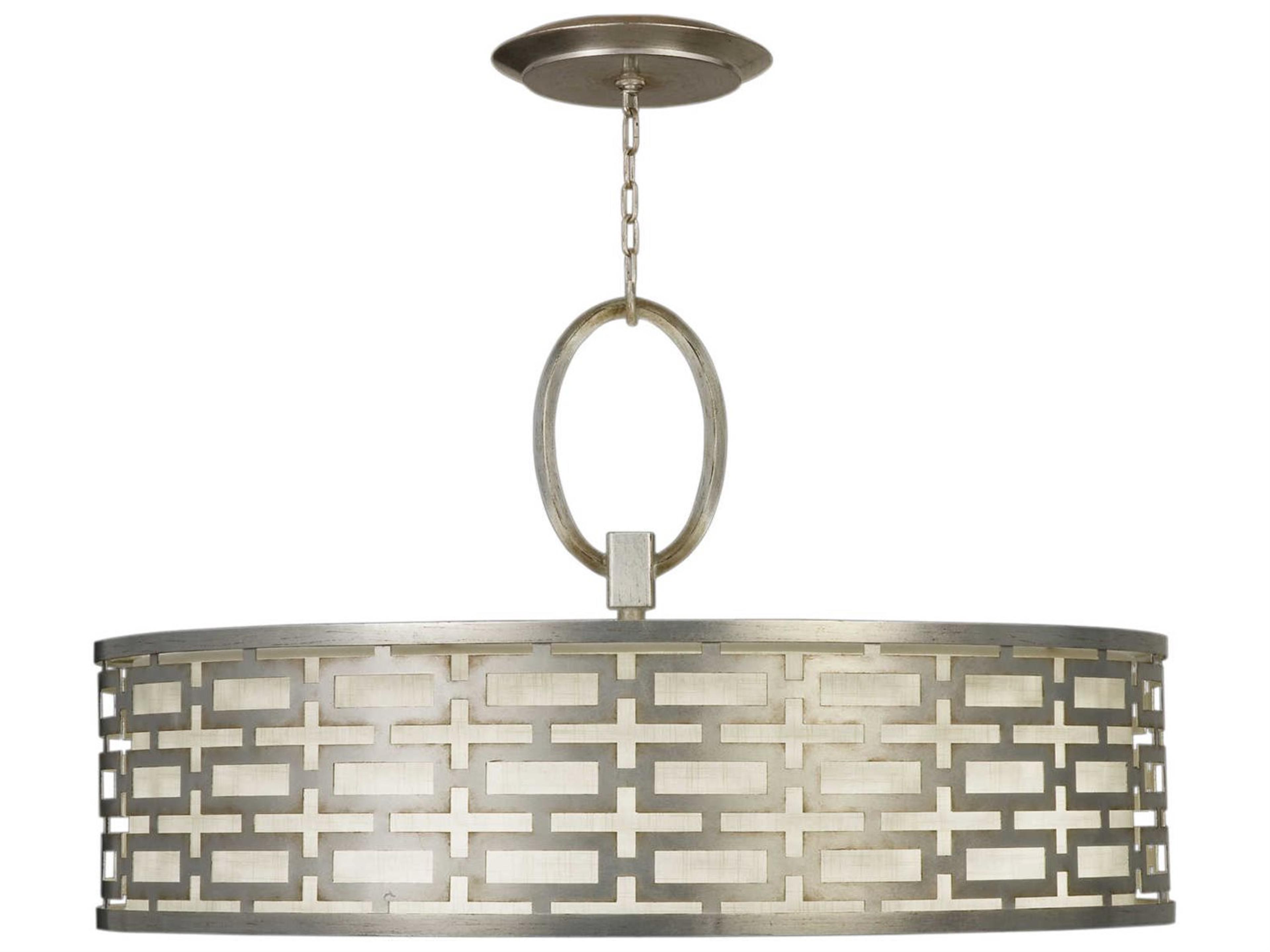 Fine Art Handcrafted Lighting Allegretto 5-Light Silver Drum Geometric Pendant