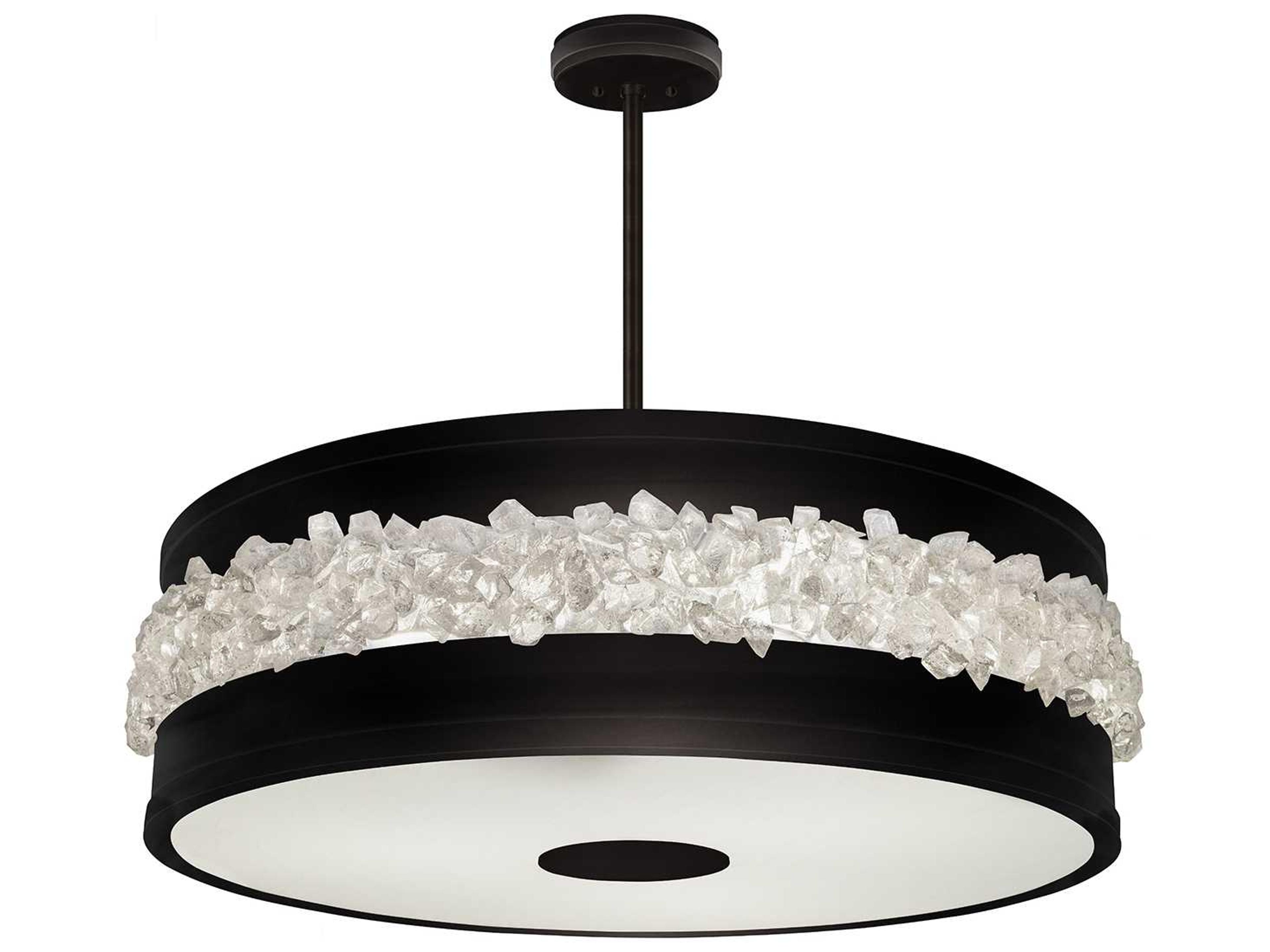 Arctic Halo 3-Light Black Crystal Glass Drum Pendant