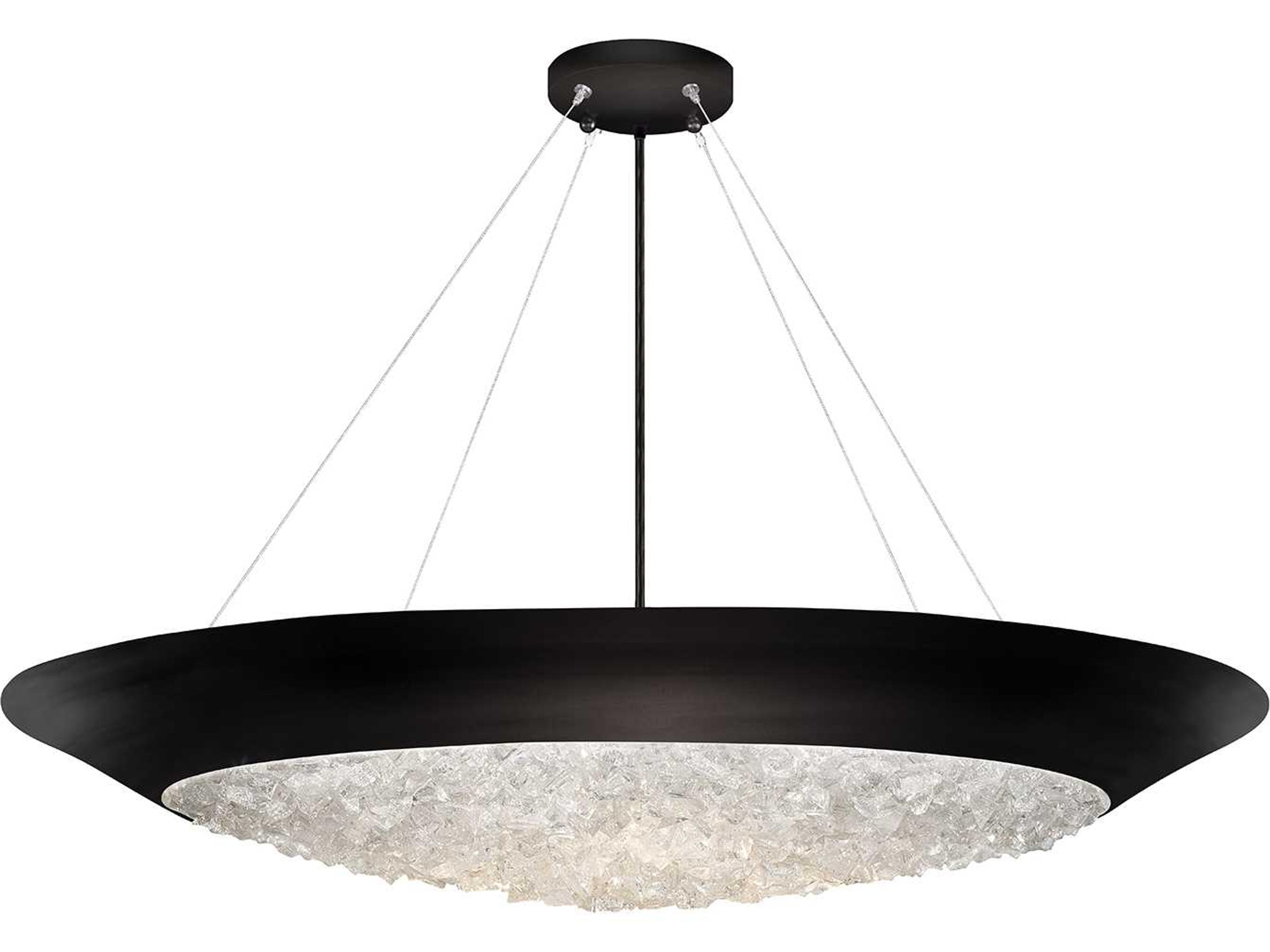 Arctic Halo 3-Light Black Crystal Glass Bowl Pendant