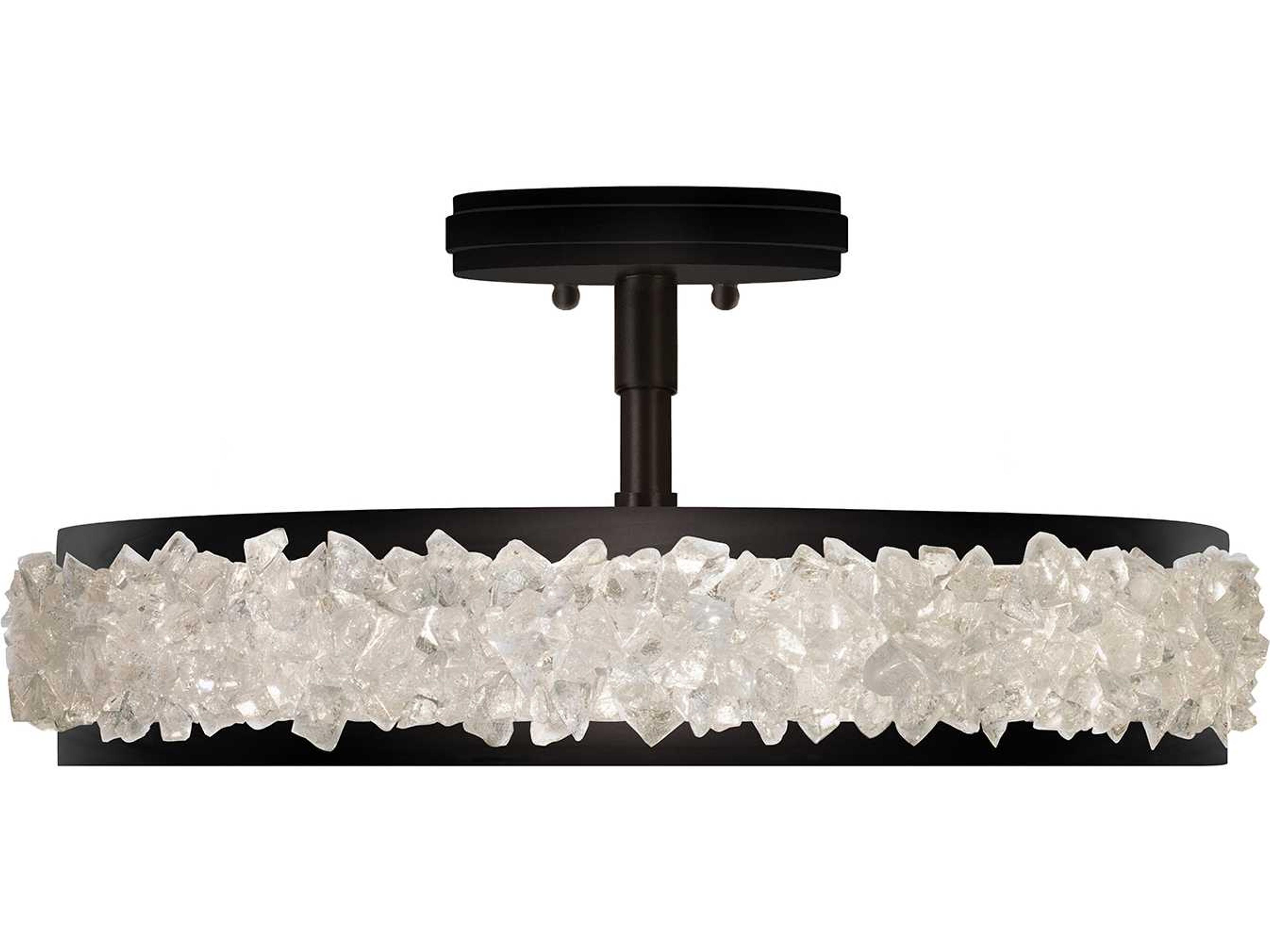 Arctic Halo Matte Black Crystal Glass Semi Flush Mount