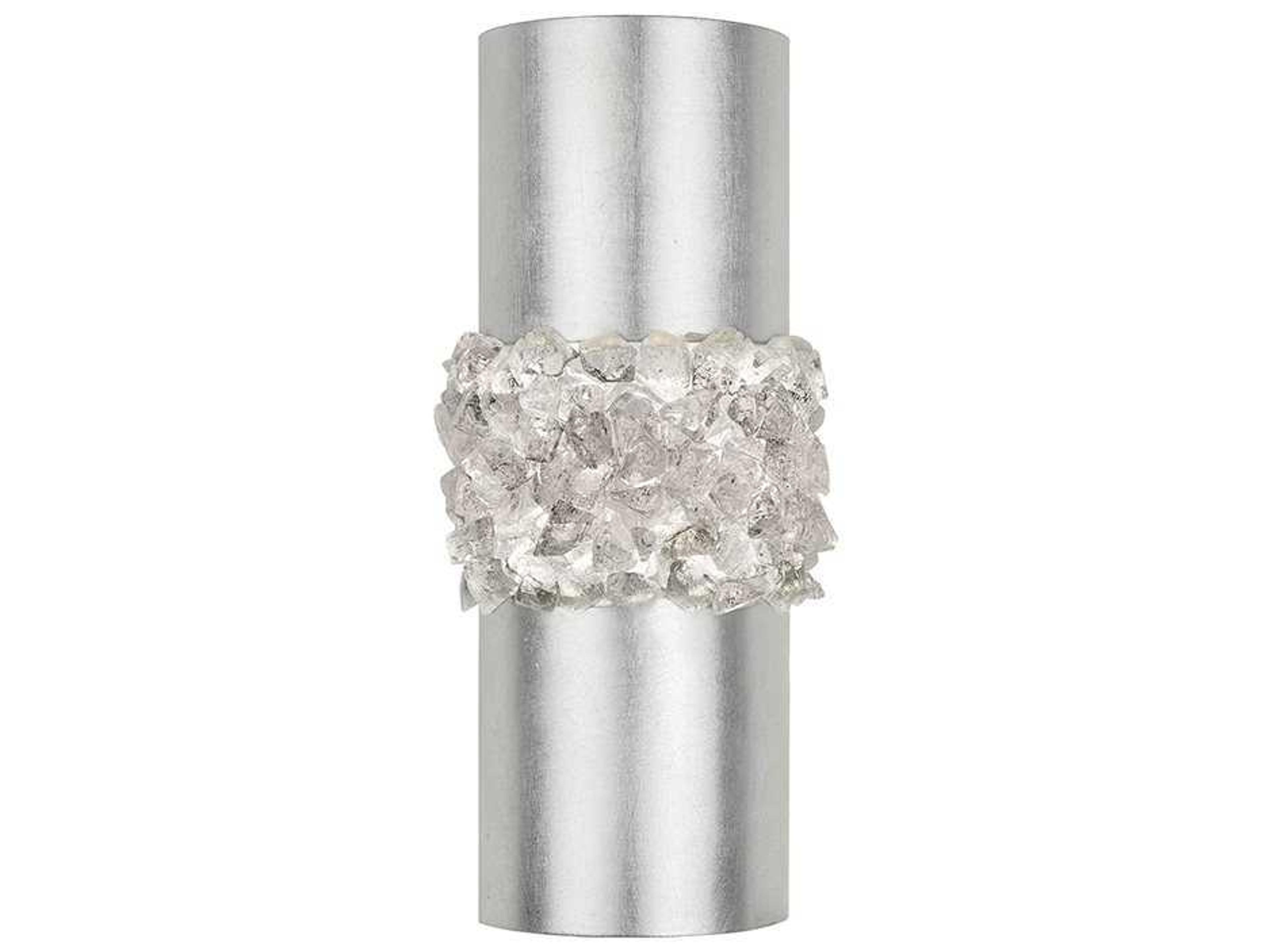 Arctic Halo Platinized Silver Leaf Crystal Glass Wall Sconce