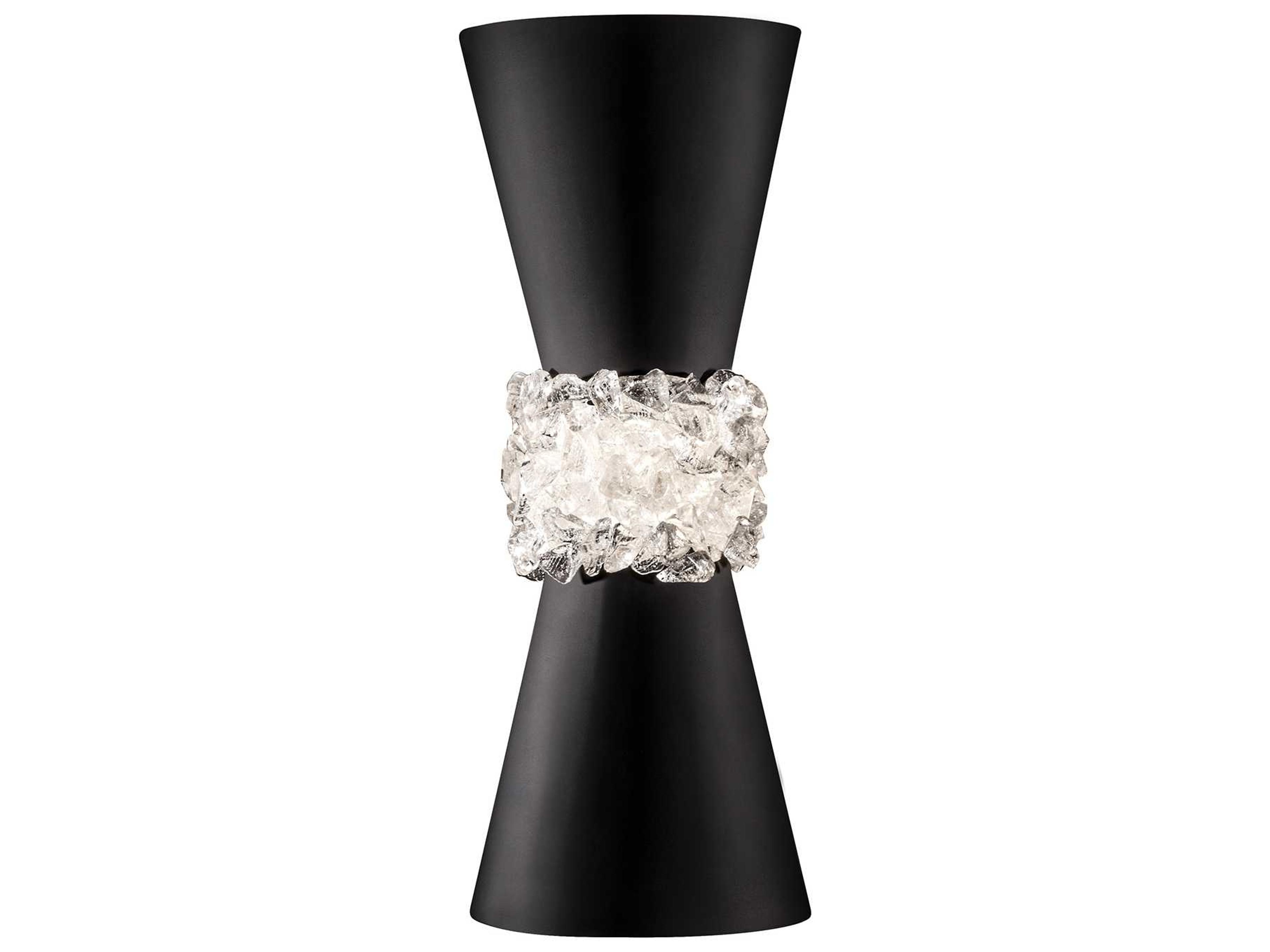 Arctic Halo Matte Black Crystal Glass Wall Sconce
