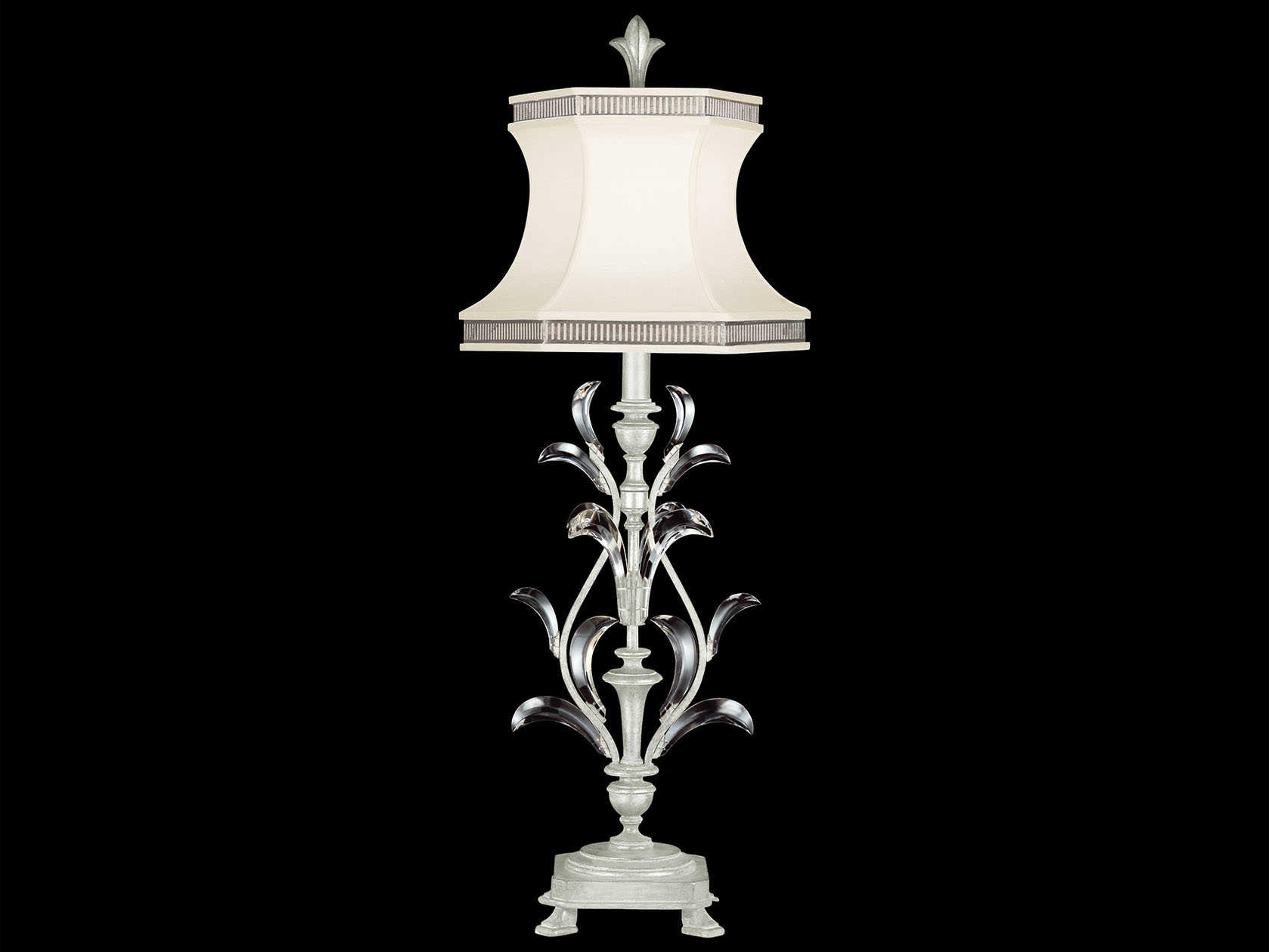 Beveled Arcs Silver Leaf Crystal Buffet Lamp