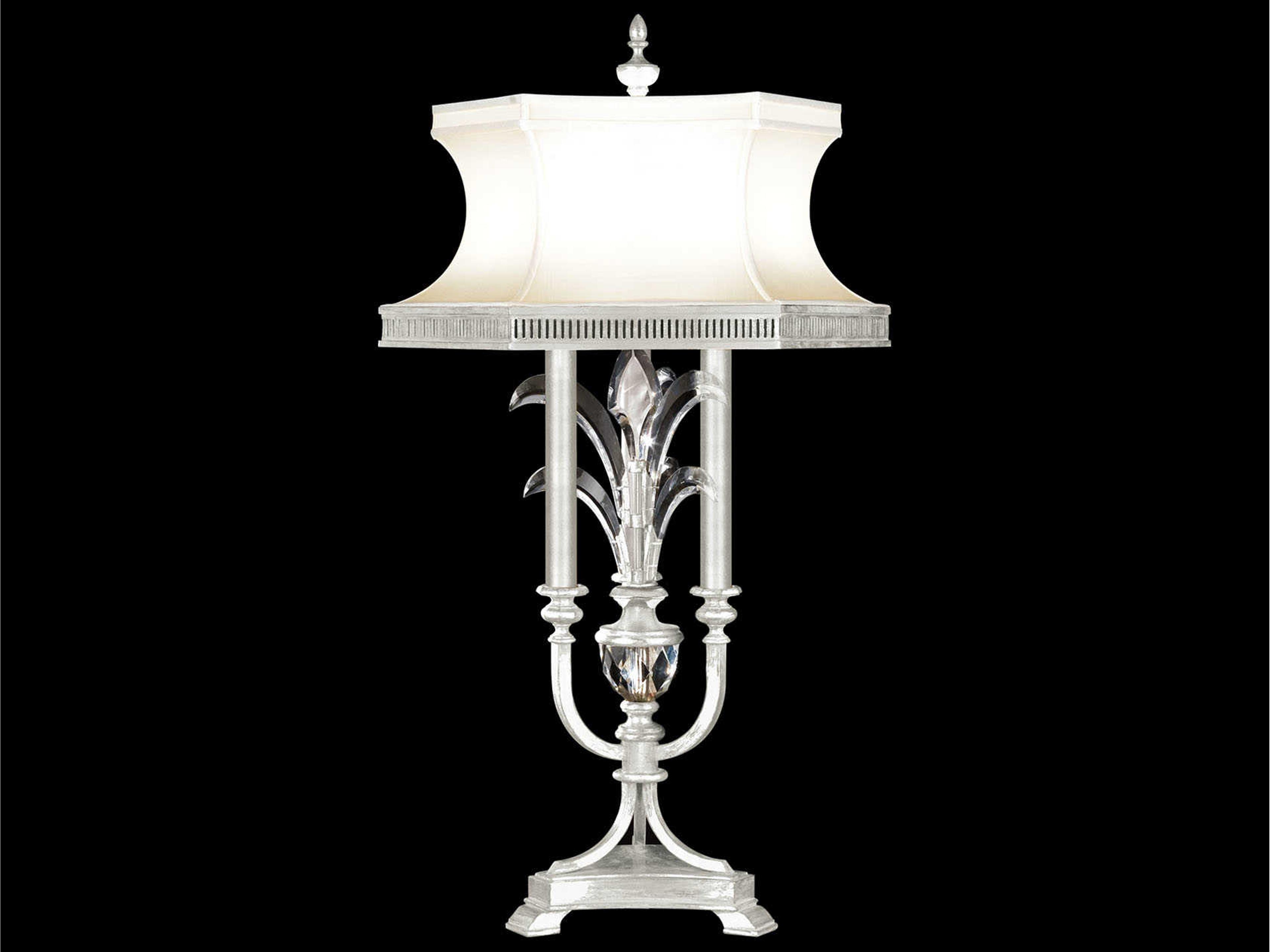 Beveled Arcs Silver Leaf Crystal Buffet Lamp