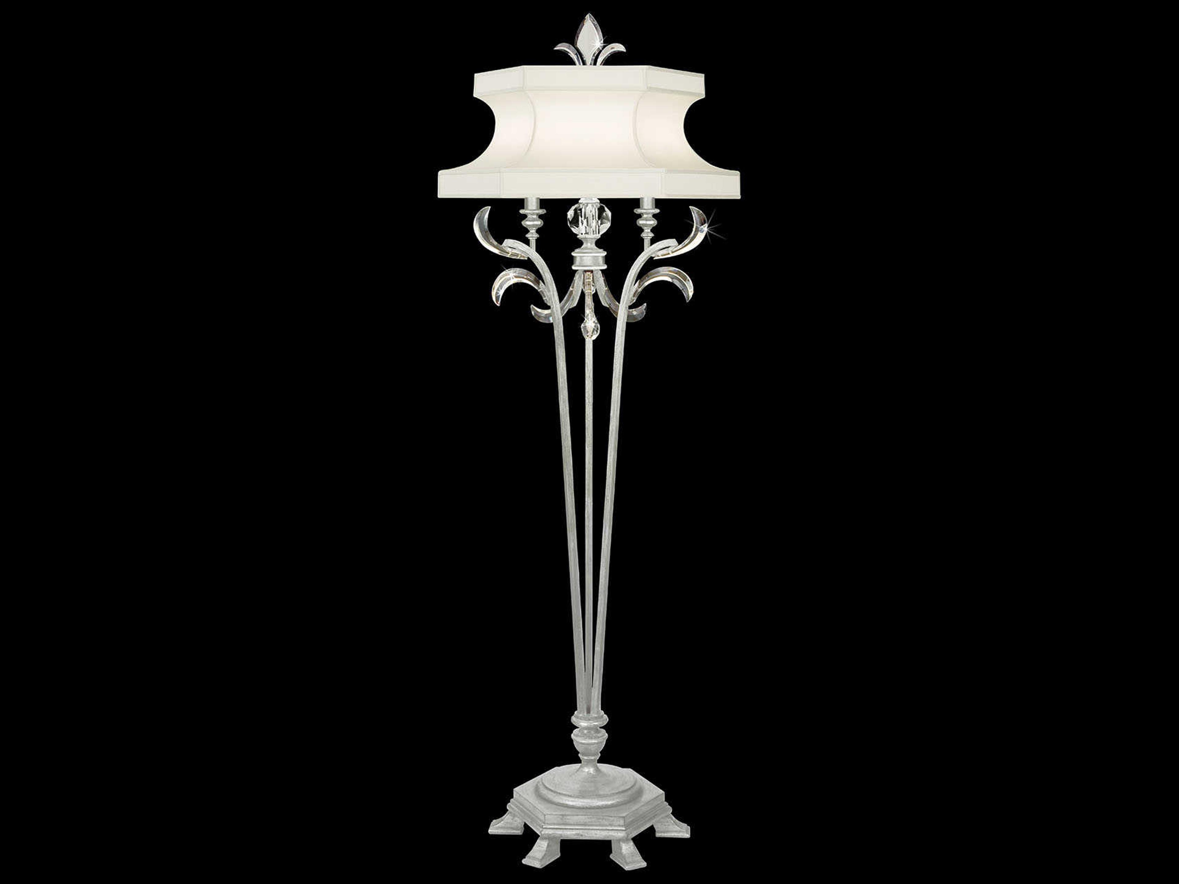 Beveled Arcs Silver Leaf Crystal Floor Lamp