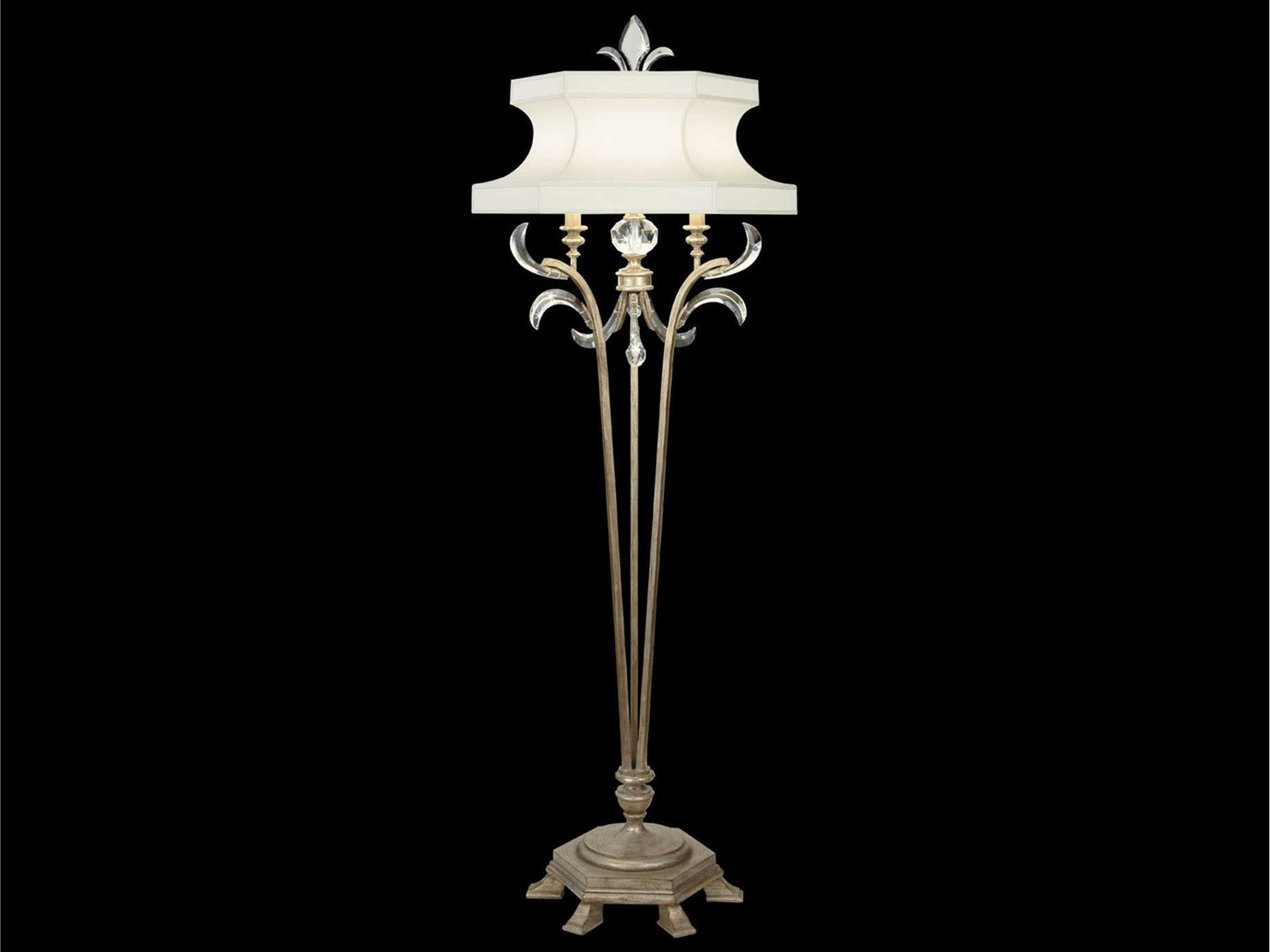 Beveled Arcs Silver Crystal Floor Lamp