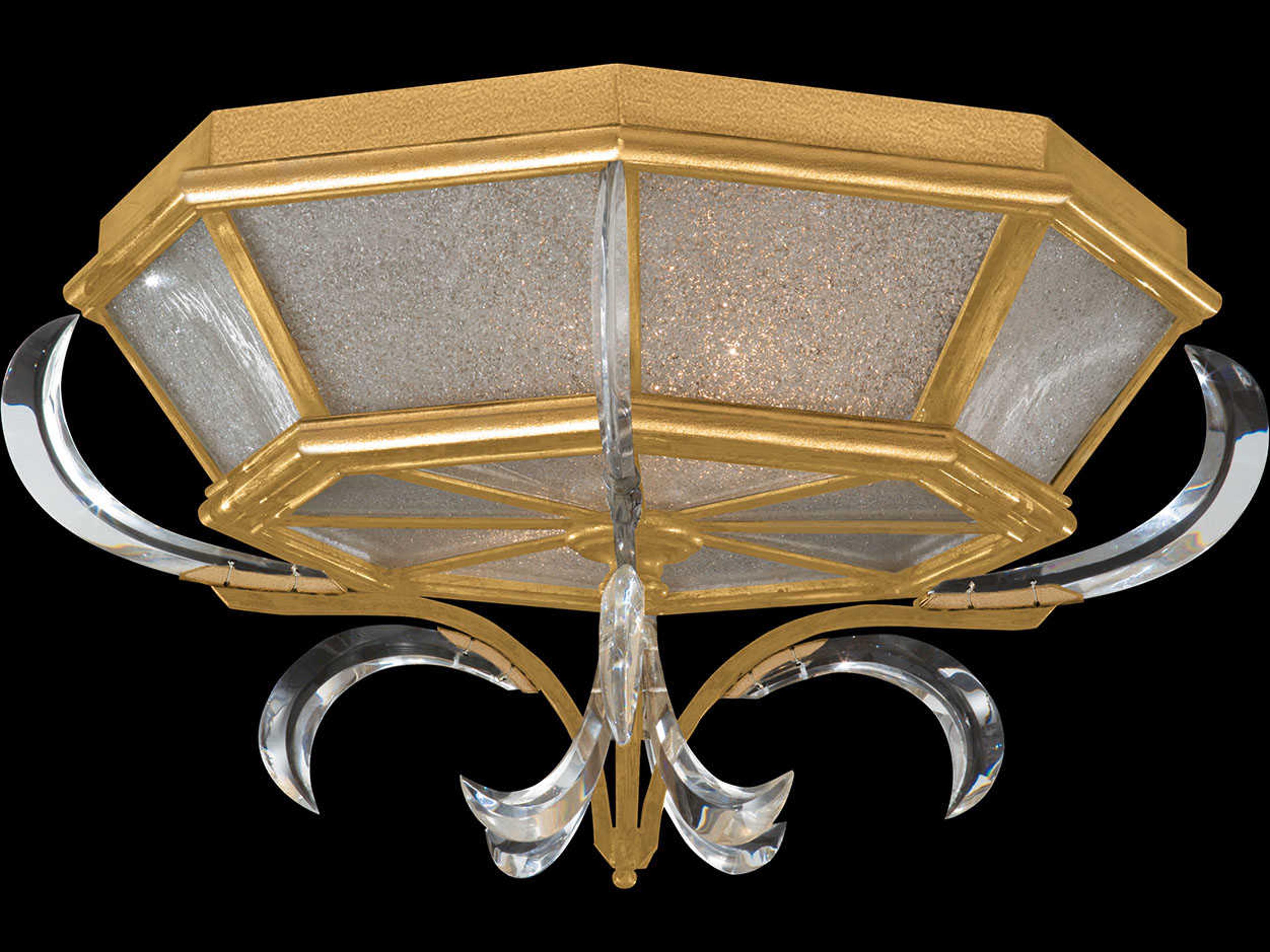 Beveled Arcs 2-Light Gold Leaf Crystal Bowl Flush Mount